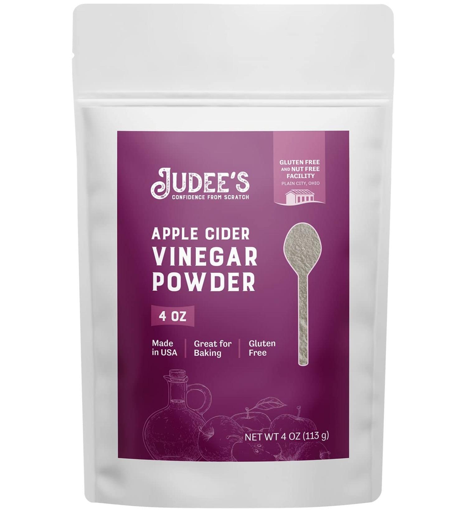 Judee's Apple Cider Vinegar Powder 4 oz - Gluten-Free & Nut-Free - Keto-Friendly for Baking, Cooking - Ideal for Marinades, Glazes, Rubs - 1 Pack 4 Ounce - Buy Online on GoSupps.com