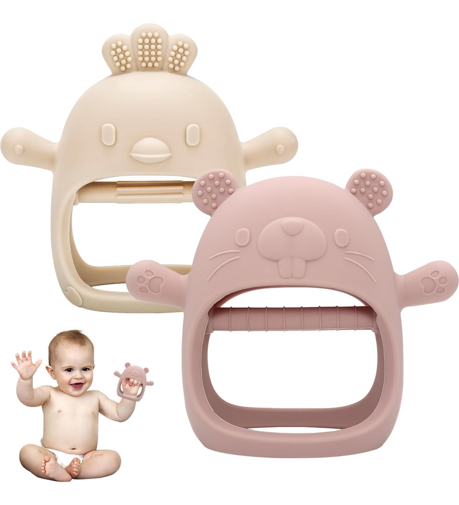 Shop Bite Ring Baby Toys - 2 Pack Dental Aids for 3-12 Months | Perfect Toddler Gifts (Beige + Pink) - Buy Online on GoSupps.com
