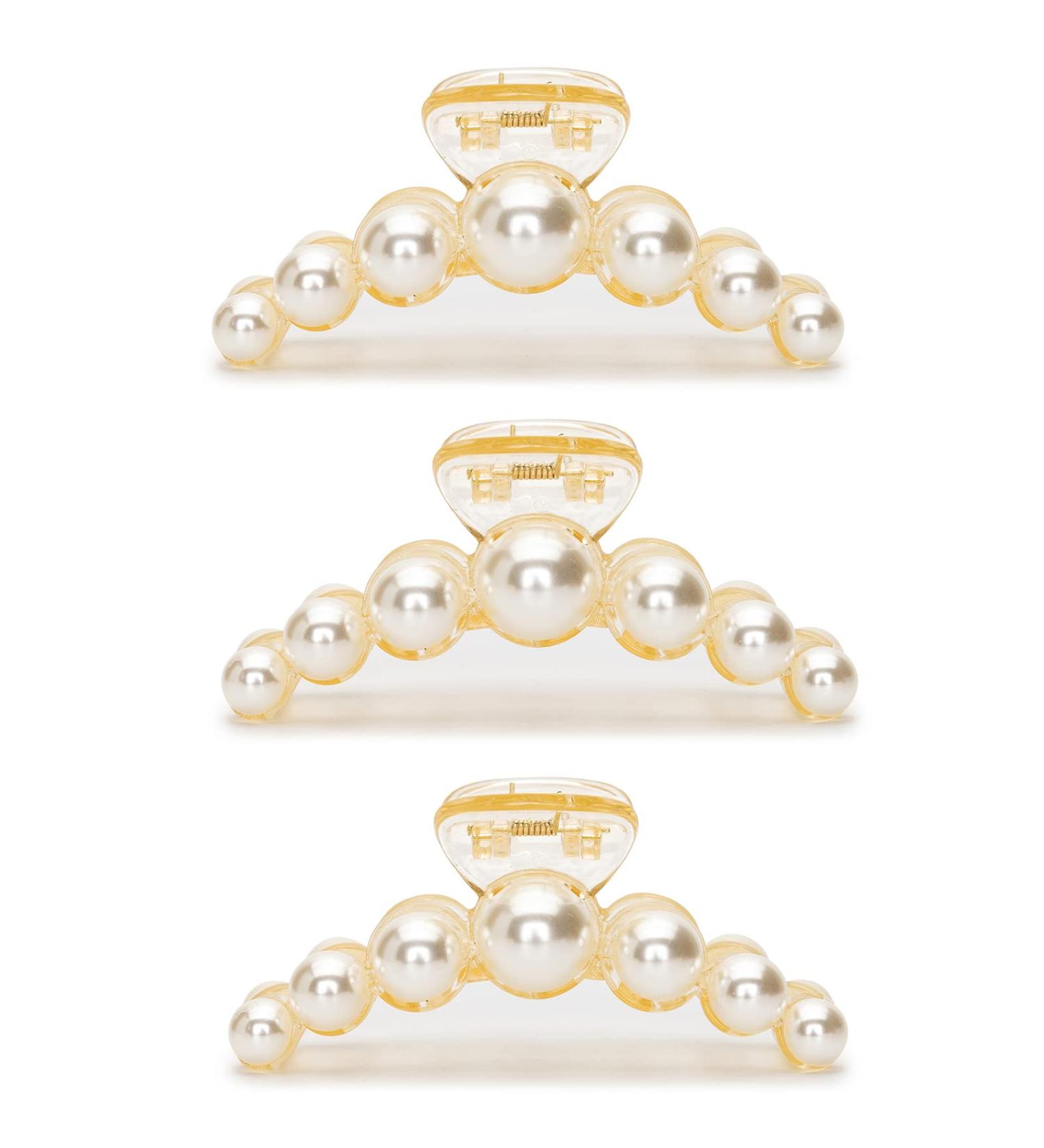 Big Pearl Hair Claw Clips for Women - Set of 3 | Strong Hold for Thick Curly Hair | Ideal Birthday Gift for Girls and Girlfriend - Buy Online on GoSupps.com