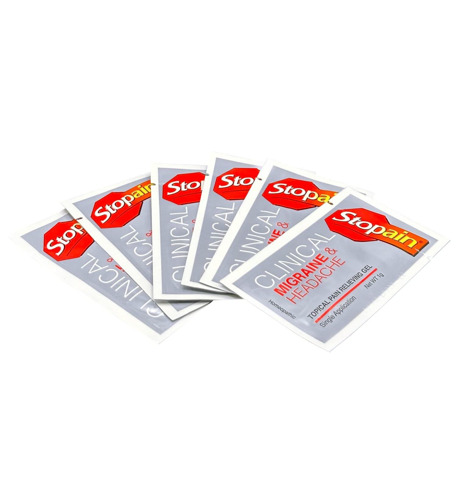 Stopain Migraine Headache Pain Relief Gel Packets - USA Made, Max Strength, Fast Acting & Research Proven - Topical Solution with No Side Effects - HSA FSA Approved - Buy Online on GoSupps.com