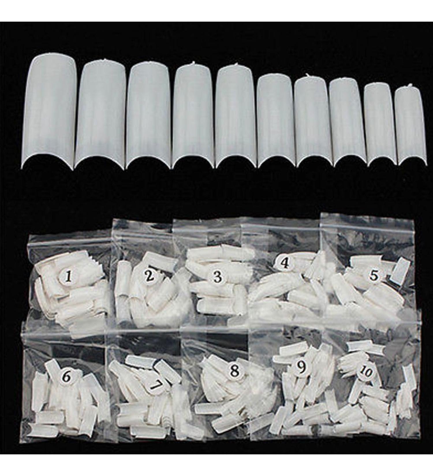 FATASH 500 Pieces White Coffin Fake Press on Nail Tips | Full Cover Acrylic French False Stick on Nails Kit | Professional Beauty Manicure Tool Set | Artificial Nail Extension For Women & Girls - Buy Online on GoSupps.com