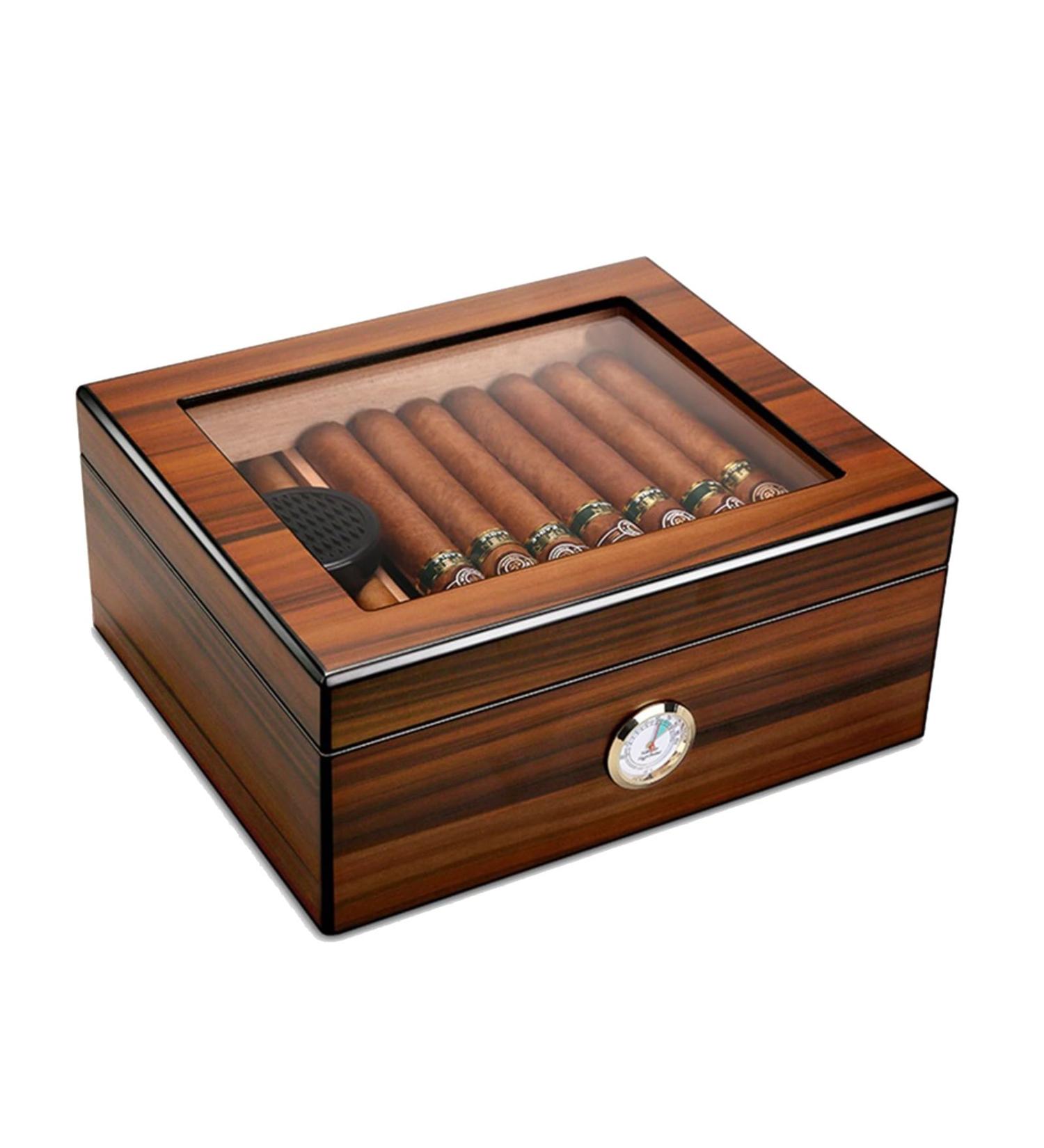 Cigar Boxs Humidors Cigar Humidor with Humidifier Hygrameter Cigar Case Glass Top Desktop Humidor Case Cigar Box with Divider Hold 35 Cigars 56 Cigars a - Buy Online on GoSupps.com