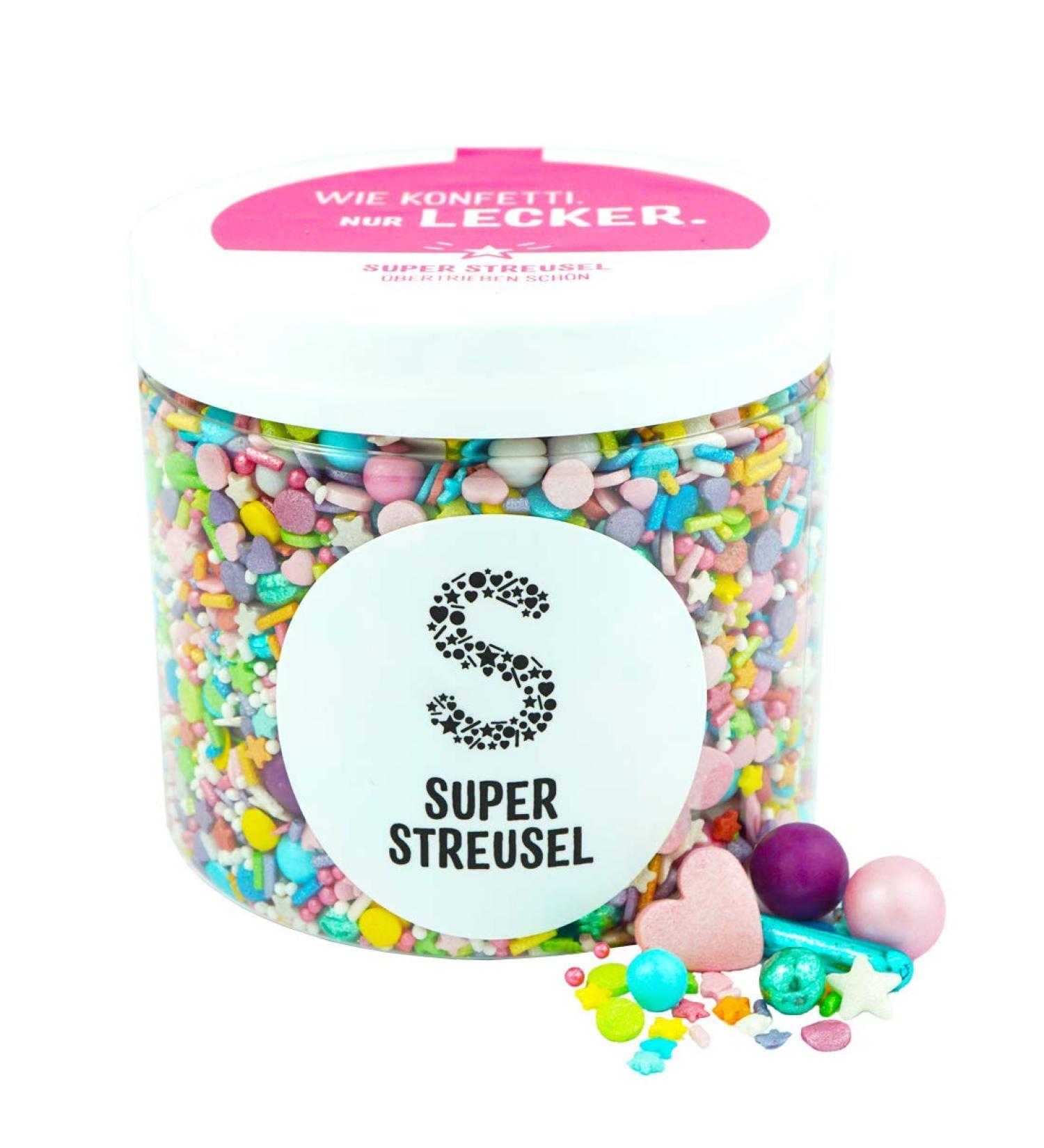 Super Sprinkle Confetti Parade - EU Sugar Sprinkles for Cakes & Biscuits | Azo Dye-Free Streusel Mix from Hamburg (180g) - Buy Online on GoSupps.com