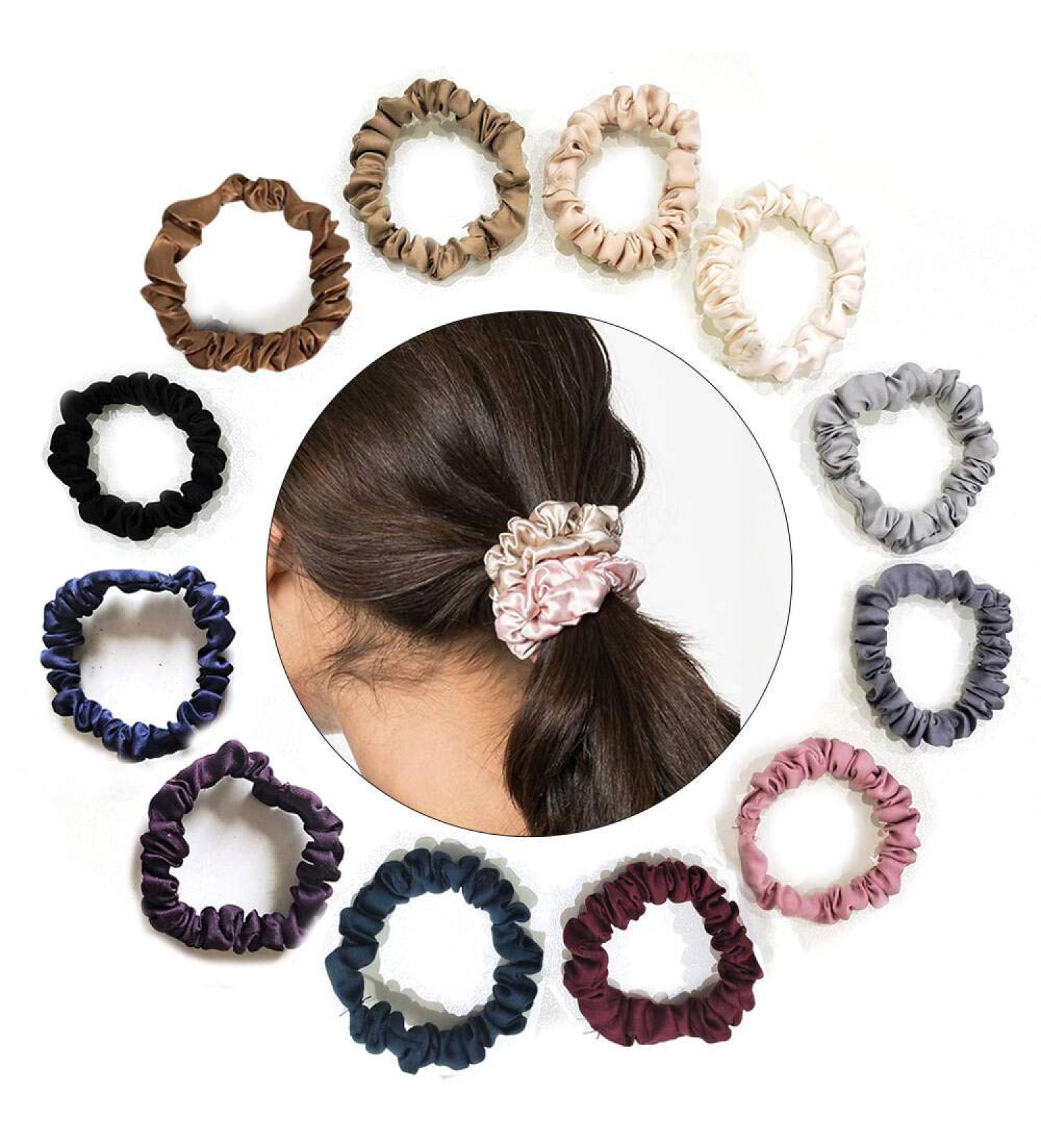 Uni-Fine Satin Silk Hair Ties for Women & Girls - 12-Piece Scrunchies for Ponytails & Braiding - Buy Online on GoSupps.com