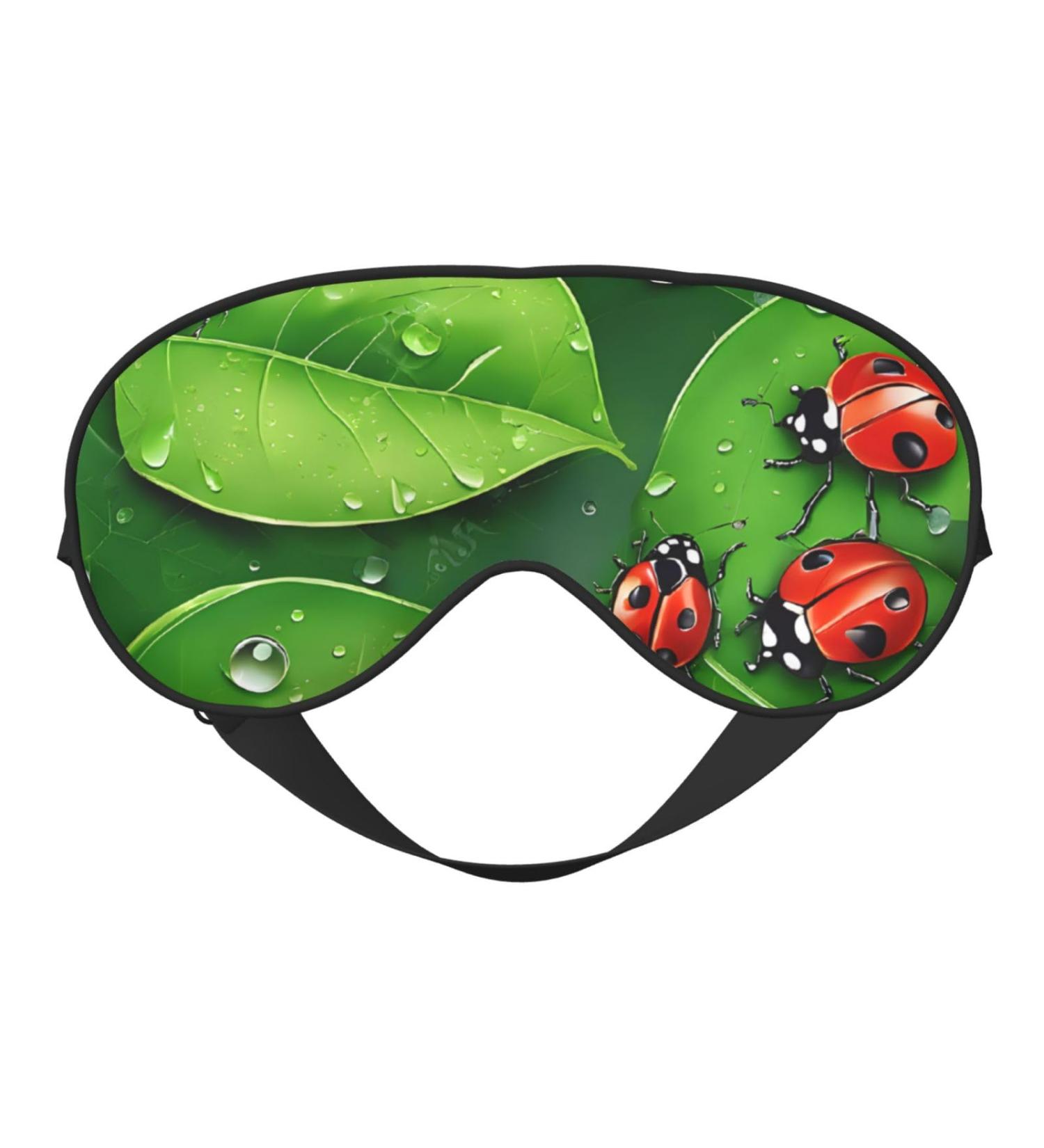 Sleep Mask Eye Cover for Men & Women - Reusable Soft Blackout Design for Better Sleep Travel & Camping Essentials - Perfect Gift for Him & Her - Leaves & Ladybugs Pattern - Buy Online on GoSupps.com