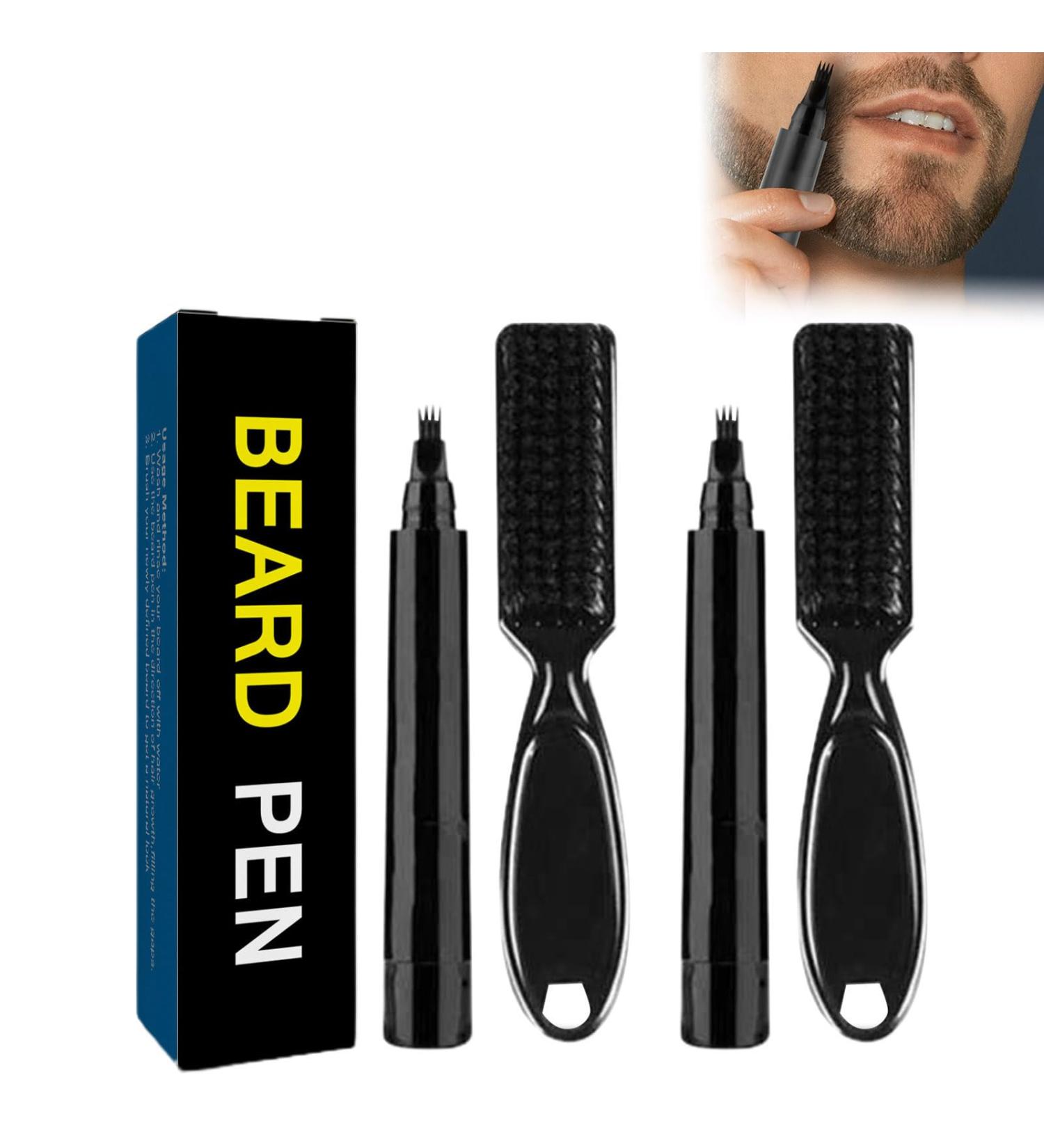 Diamalfi Pencil Beard Pencil Filler for Men Beard Filler for Men with 4 Tips Beard Kit Water Proof Beard Eyebrow Pen with Beard Brush Repair Beard Shape (Black-2pcs) - Buy Online on GoSupps.com