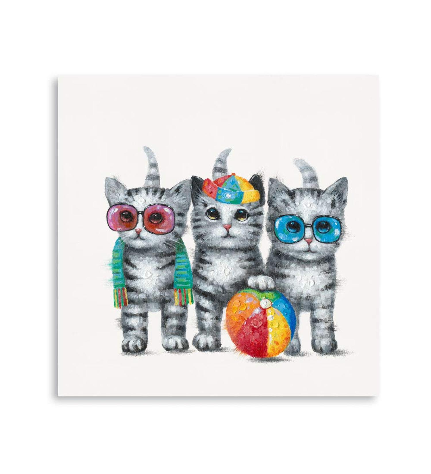 Yidepot Canvas Art Picture Cat 30x30cm - Framed Cat Wall Decor - Buy Online on GoSupps.com