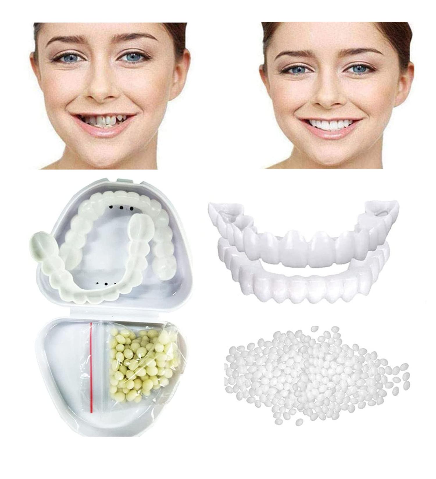 2 Pairs Temporary Dental Cosmetic Teeth - Vampire Fake Dentures for Halloween Cosplay | Perfect Dental Repair Kit for Beautiful White Teeth - Buy Online on GoSupps.com