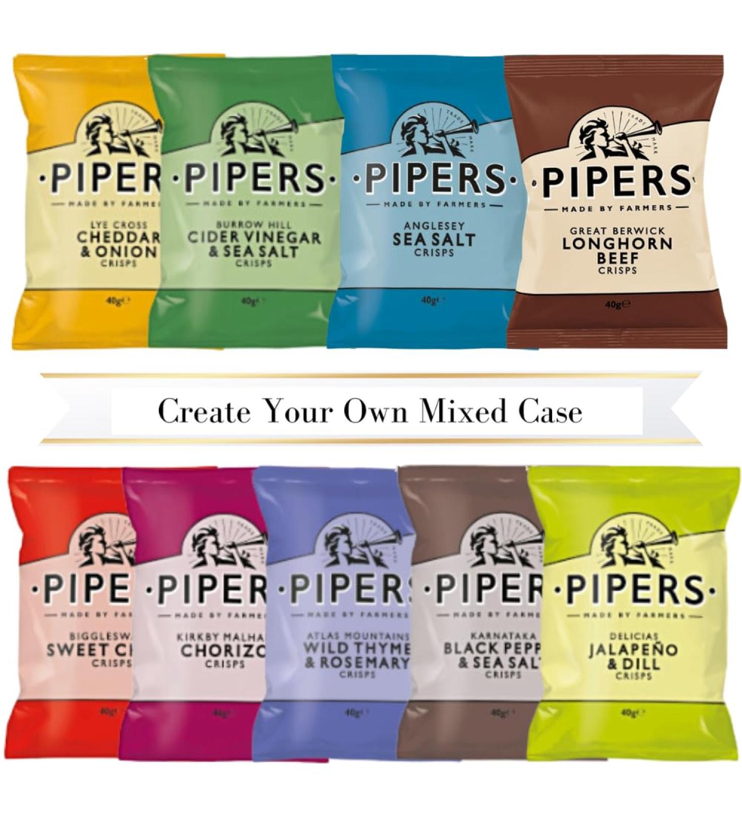 Pipers Crisps | Create Your Own Mixed Case 24x40g | Choose how you would like your box mixed 9 flavours in total - Buy Online on GoSupps.com