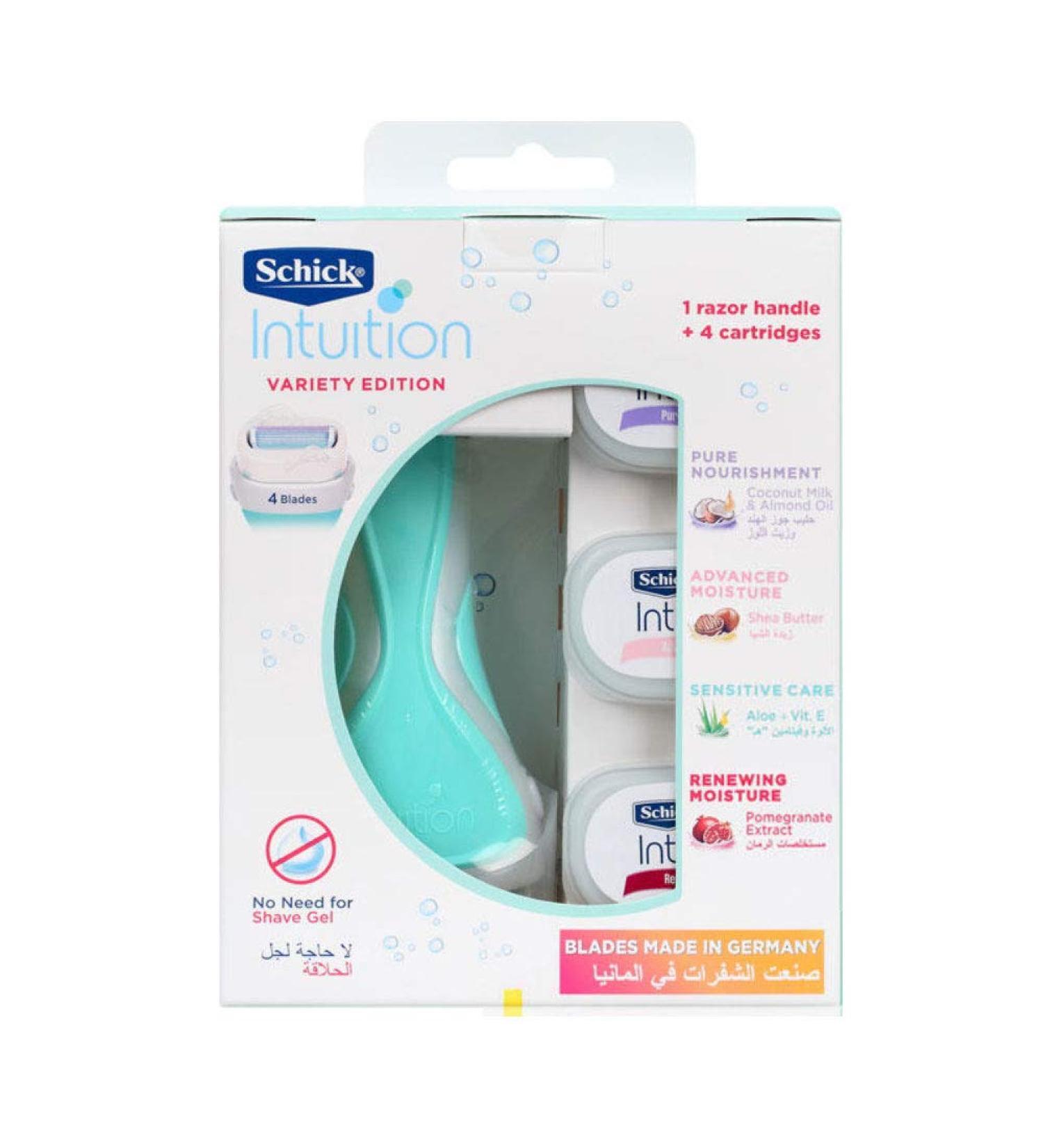 Schick Intuition Variety Edition 1 Razor Handle + 4 Cartridges (Sensitive Care) - Buy Online on GoSupps.com