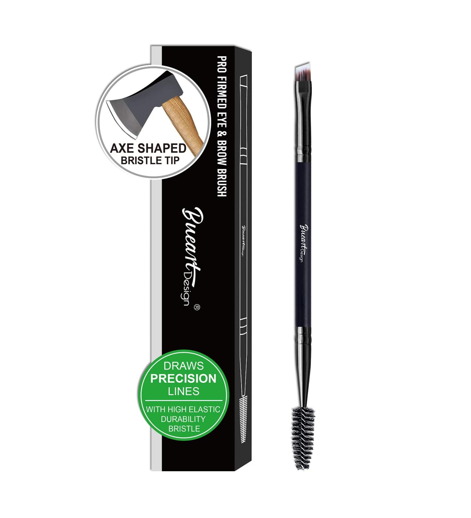 Ultra Thin Brow Brushes - Duo Angled Eyebrow & Eyeliner Brush Set (Black) - Includes Spoolie, Comb, and Mascara Brush - Buy Online on GoSupps.com