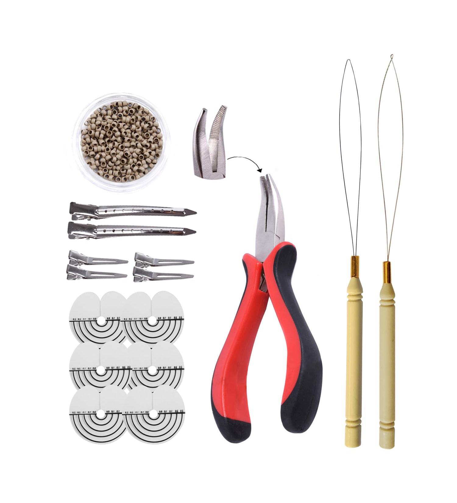 Hair Extensions Kit: I-tip Hair Pliers Pulling Needle Loop Threader and 500 Pieces 2.5mm Hair Extension Nano Beads Rings (Gray Blonde) - Buy Online on GoSupps.com