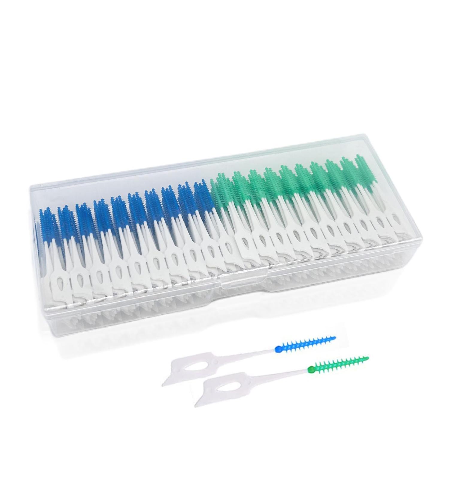 Mivaiun 300-Piece Portable Dual-House Dental Floss Sticks - Silicone Teeth Cleaning & Tartar Remover - Blue & Green Oral Hygiene Tools - Buy Online on GoSupps.com