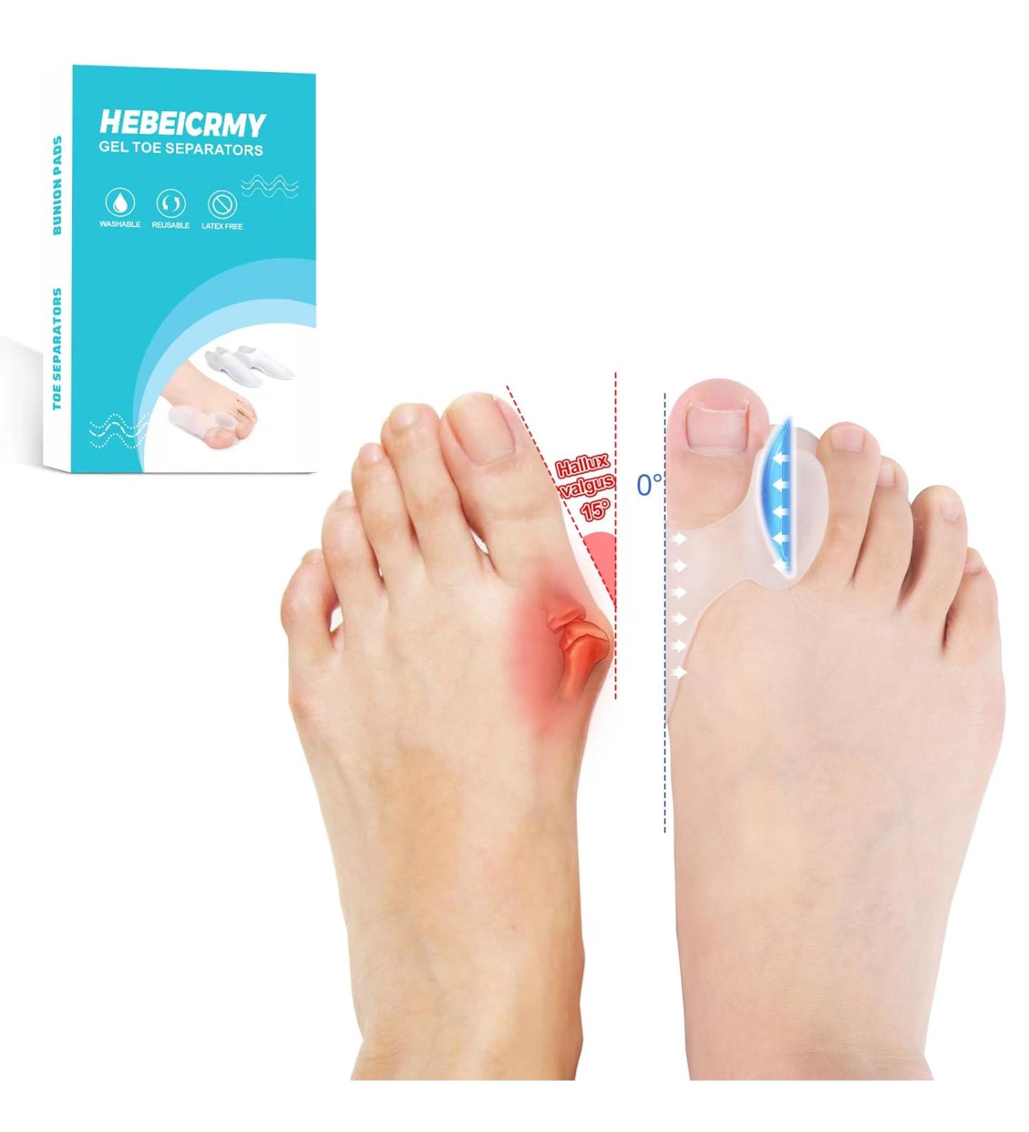 2 Pairs Gel Toe Separators - Bunion Pain Relief & Corrector for Men & Women | Comfortable Toe Spacers for Better Alignment - Buy Online on GoSupps.com
