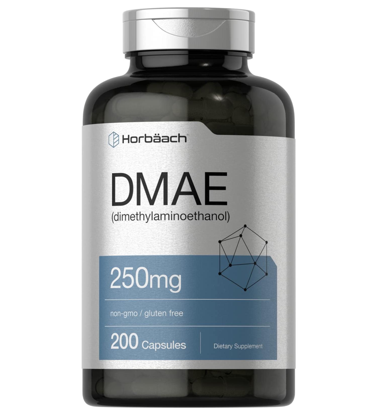 Buy Horbaach DMAE Supplement 250mg | 200 Capsules | Non-GMO Gluten Free | Boost Mental Clarity & Focus - Buy Online on GoSupps.com