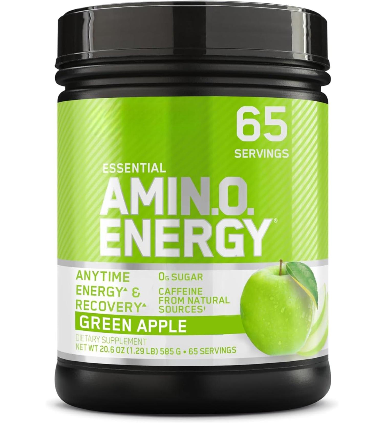 ON Essential Amino Energy | Amino Acid & Energy Formula | 5 Grams of Amino Acids 100 mg of Naturally Sourced Caffeine 5 Calories Sugar Free | 65 Servings (Green Apple) Green Apple 65 Servings (Pack of 1) - Buy Online on GoSupps.com