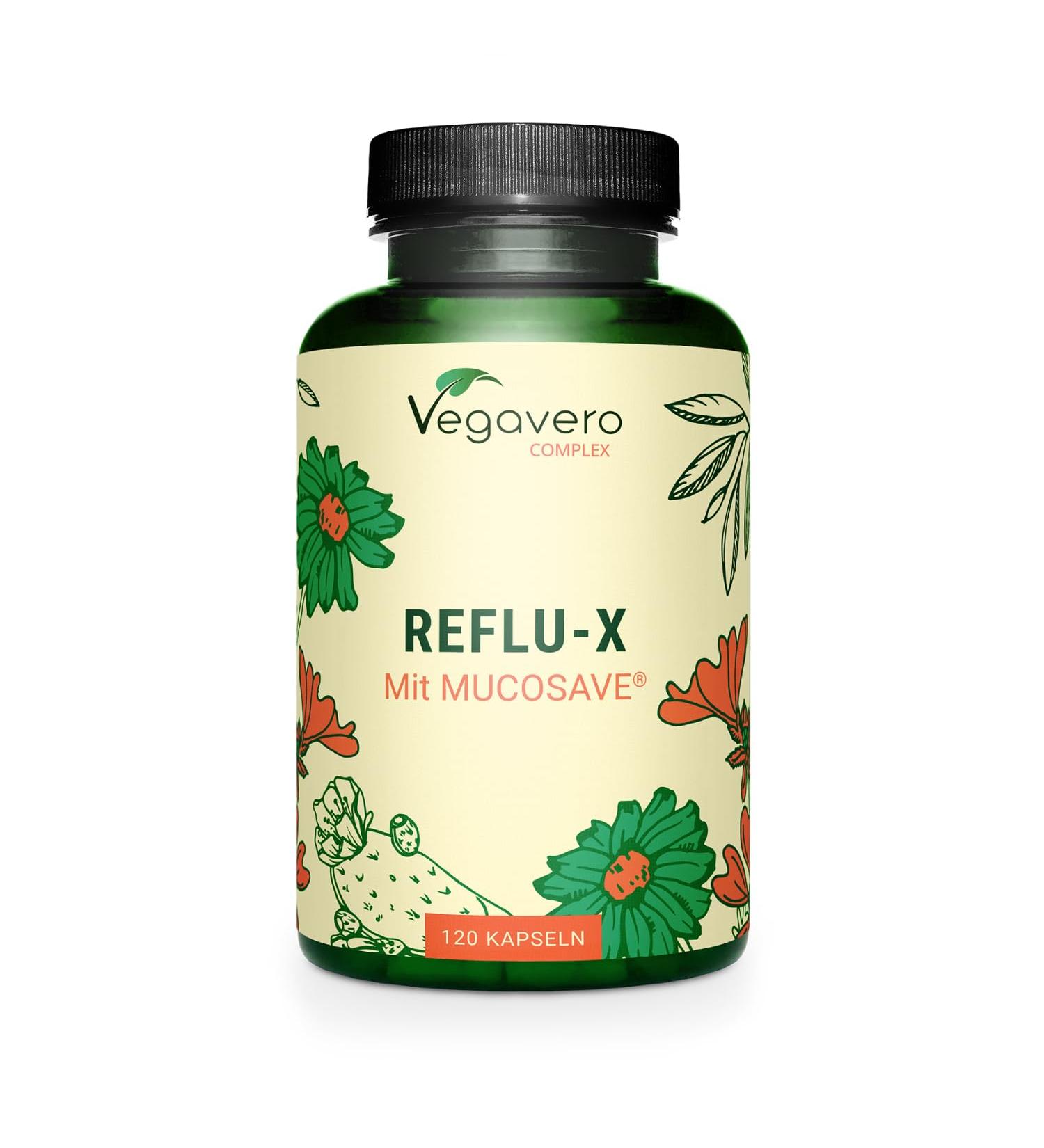 Vegavero Complex Gastric Reflux | 100% NATURAL | 120 Capsules | With Plant Extracts: Prickly Pear + Olive Leaves + Chamomile + Mallow | Stomach Burns | No Additives | Vegan - Buy Online on GoSupps.com
