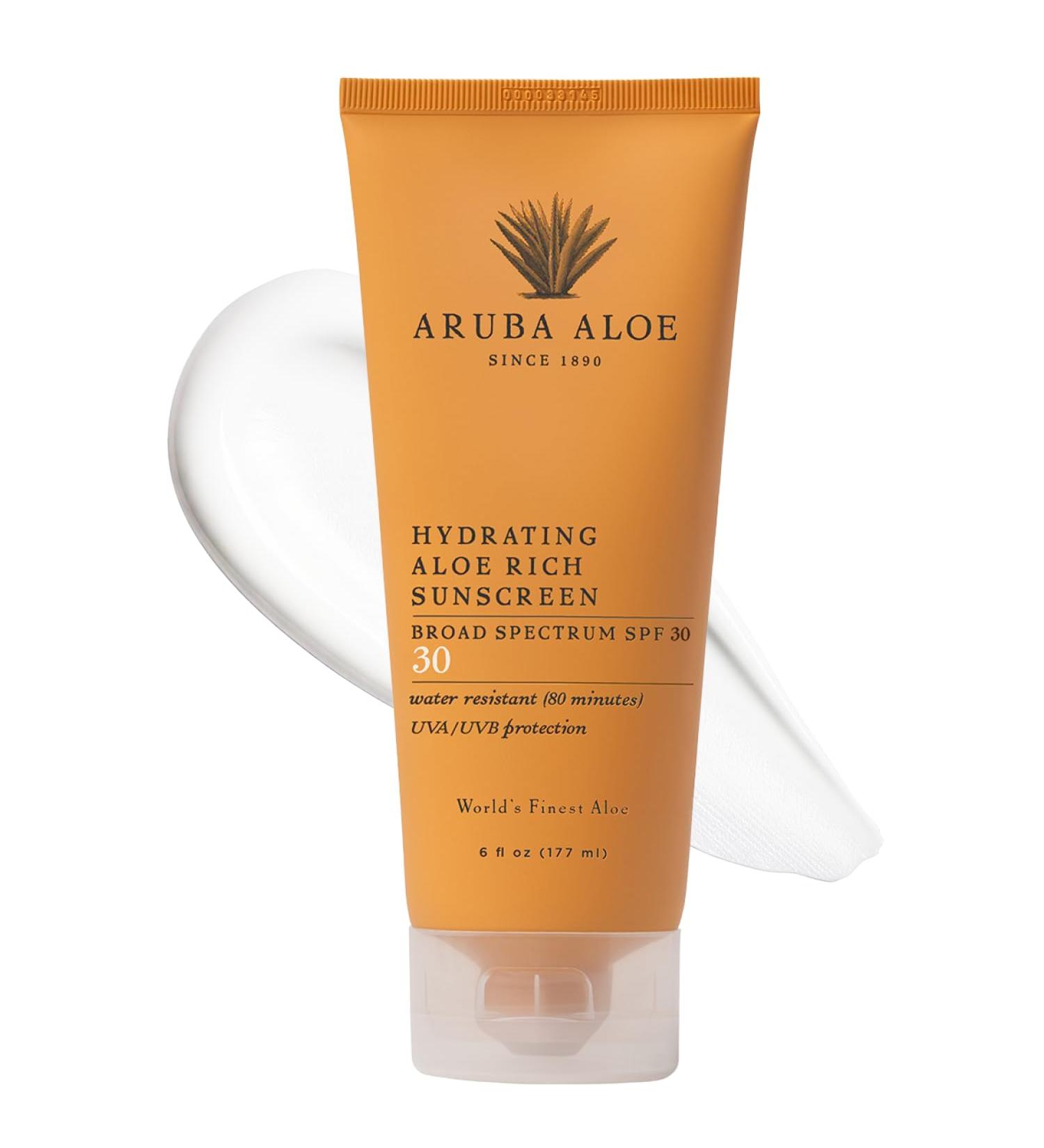 Aruba Aloe Hydrating Aloe Rich Sunscreen SPF 30 - Broad-Spectrum UVA/UVB Sunblock Lotion - Lightweight Water-Resistant Non-Greasy Sun Protection for Face and Body - 6 oz 6 Fl Oz (Pack of 1) - Buy Online on GoSupps.com
