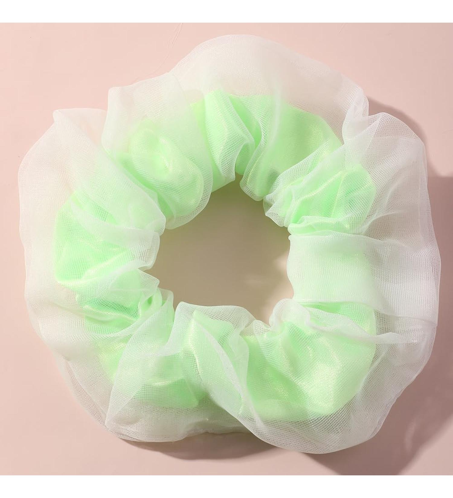 Fashion Organza Double Layered Hair Scrunchies Elastic Hair Tie Women Girls Sports Rubber Band Ponytail Holder(Green) - Buy Online on GoSupps.com