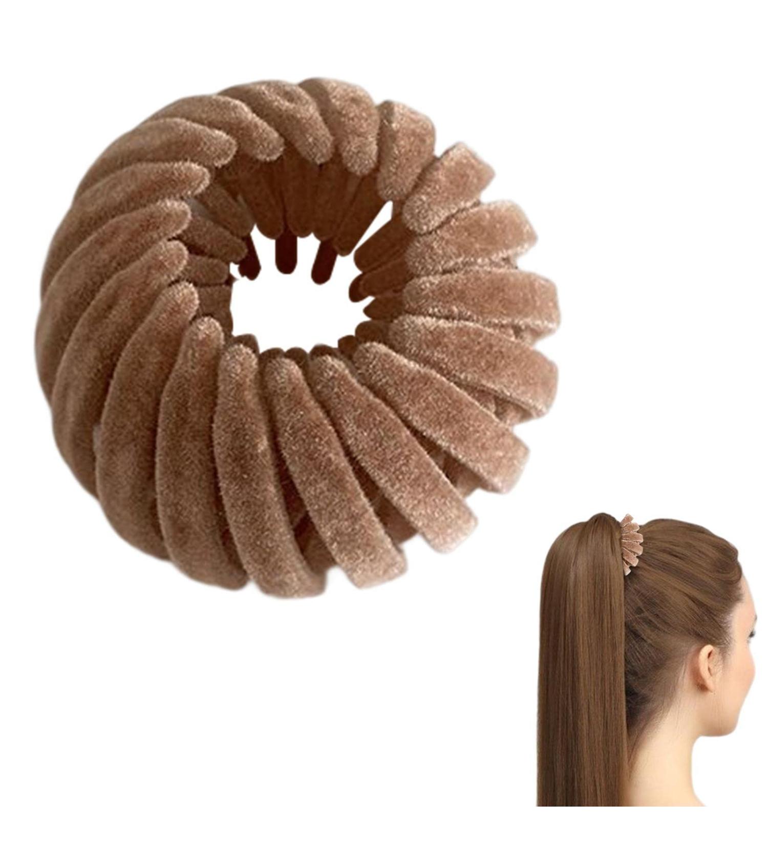 Magic Hair Clips - Bird Nest Ponytail Holder Lazy Hair Bun Maker | Bird Nest Velvet Magic Hair Clip Three Rows Teeth Styling Supplies for Making Ponytail Bun Long Short Curly Straight Hair Khaki - Buy Online on GoSupps.com