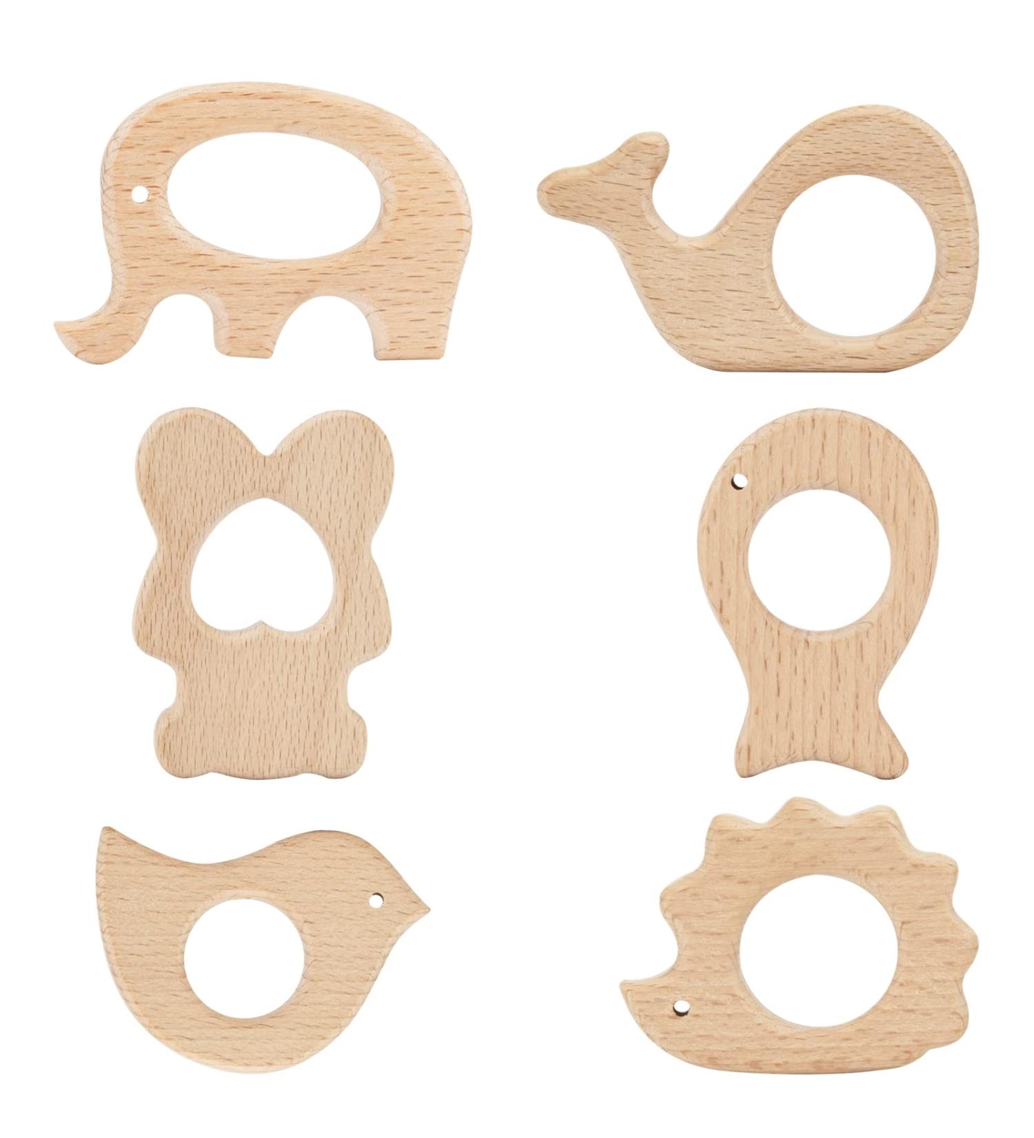 Aoliandatong 6 Wooden Animal Figures | Baby Bite Rings & Teething Toys for Toddlers - Safe & Eco-Friendly - Buy Online on GoSupps.com