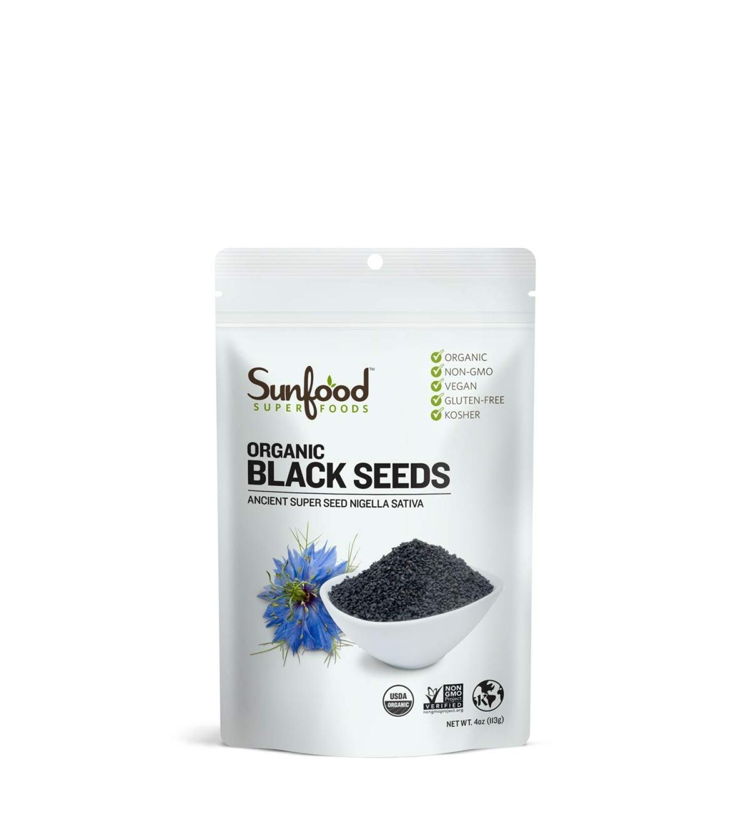 Sunfood Organic Black Seeds 4 oz - Premium Raw Superfood for Health Benefits - Buy Online on GoSupps.com