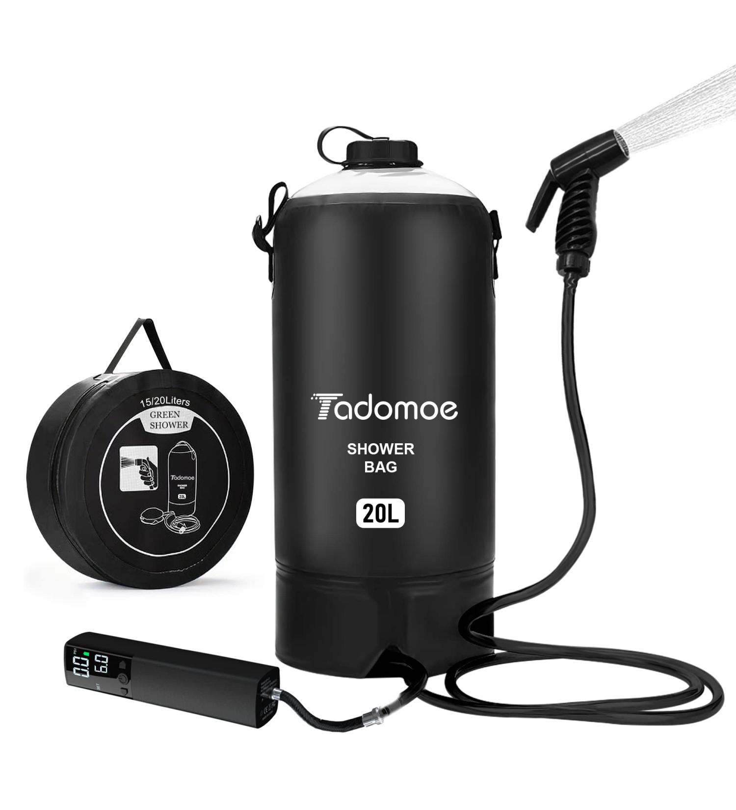 Tadomoe 5 Gallon Portable Solar Camping Shower with Temperature Indicator and Leak Proof Nozzle - Perfect for Beach, Camping, and Hiking - Buy Online on GoSupps.com