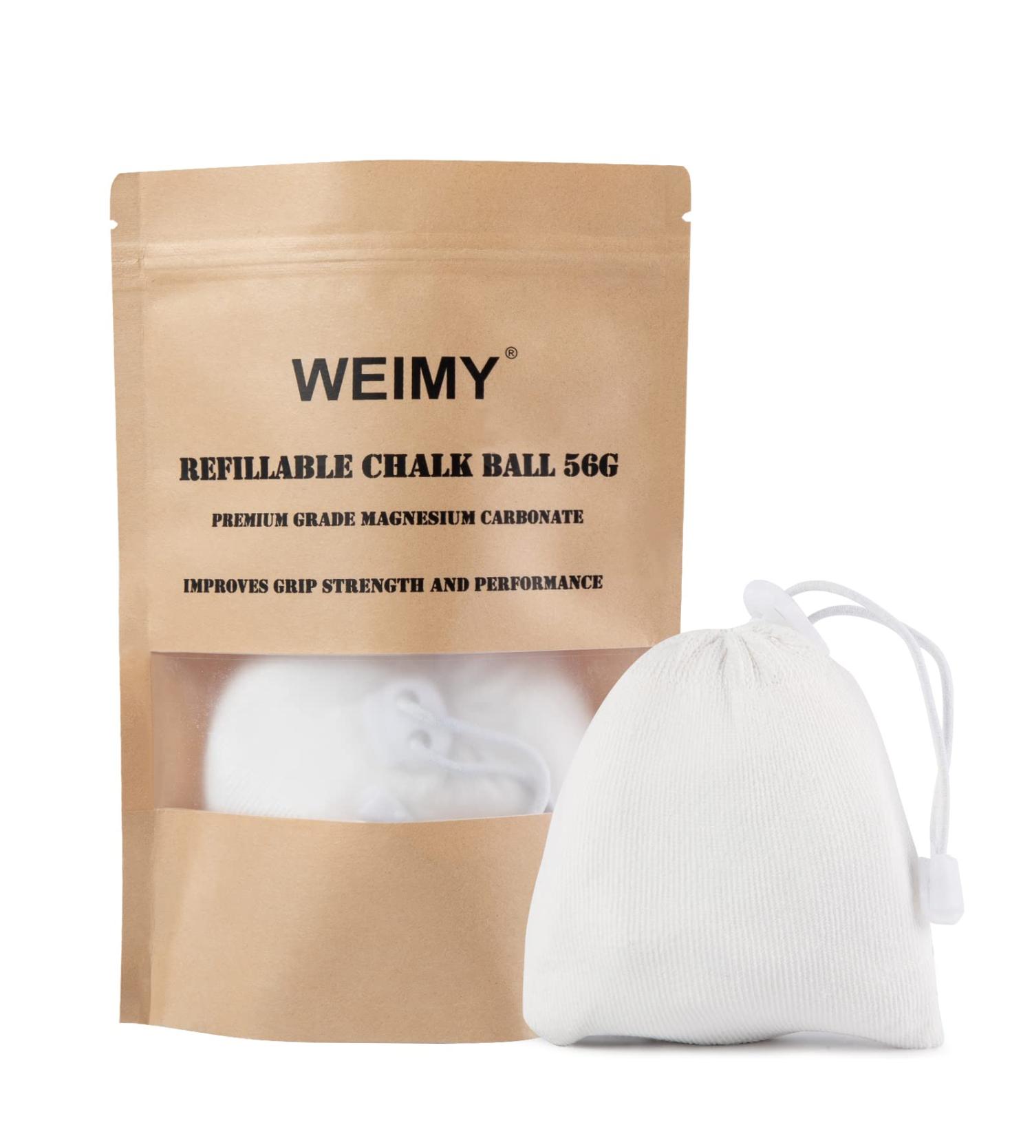 WEIMY 2oz Refillable Chalk Ball for Rock Climbing, Weightlifting, Gymnastics - Gym Chalk Sock for Hands - Buy Online on GoSupps.com