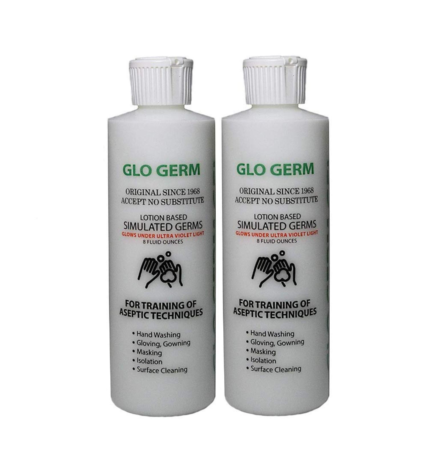 Gel 8 Ounce Double Pack glo germ Gel (16 oz) - Gel Lotion Based Simulated Germs - Helps Promote Better Hand Washing Habits - Training for Aseptic Techniques - two pack