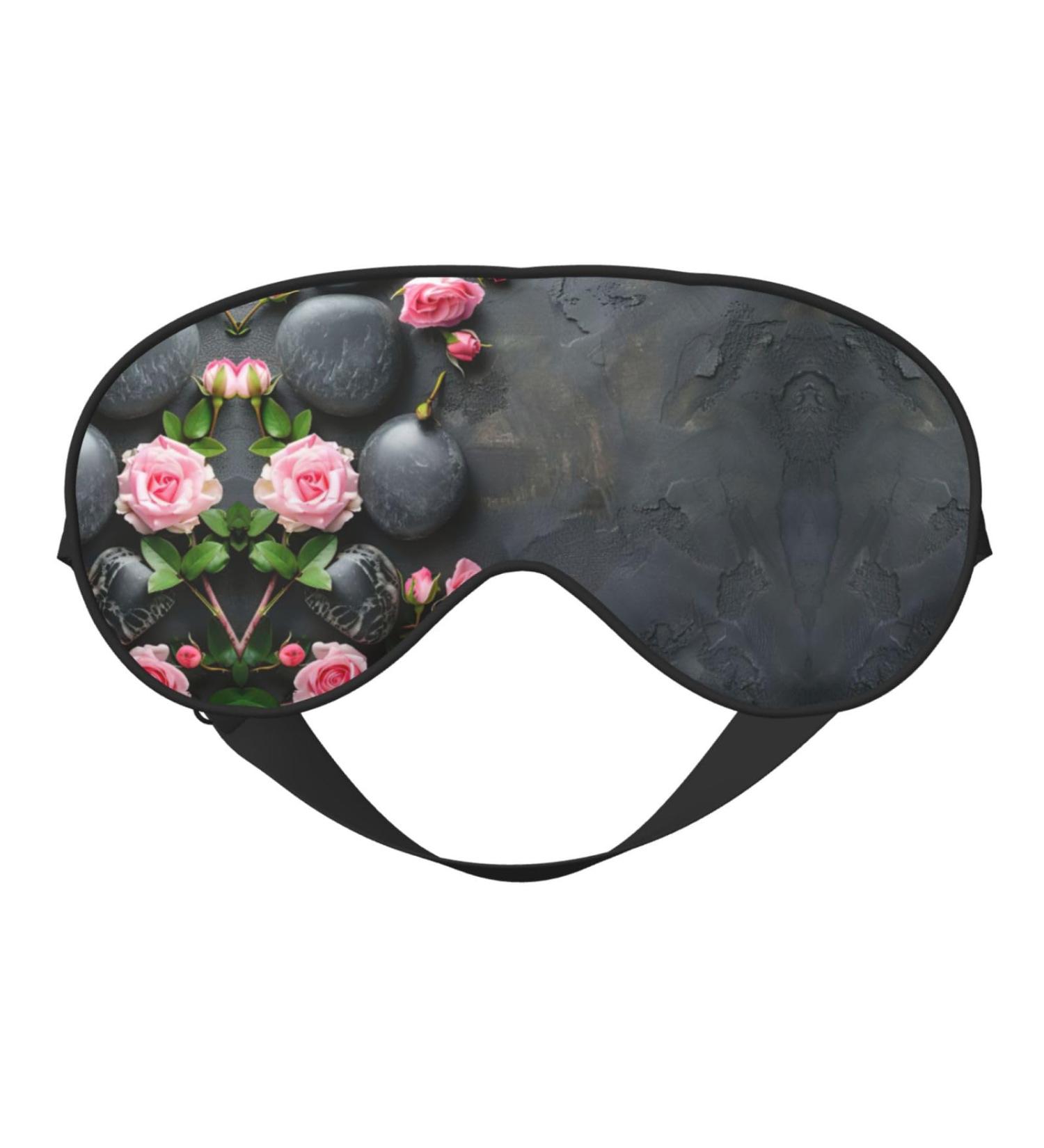 Buy Spa Stone & Rose Flowers Print Double-Sided Eye Mask - Soft Light Blocking for Better Sleep Quality | International Shipping Available - Buy Online on GoSupps.com