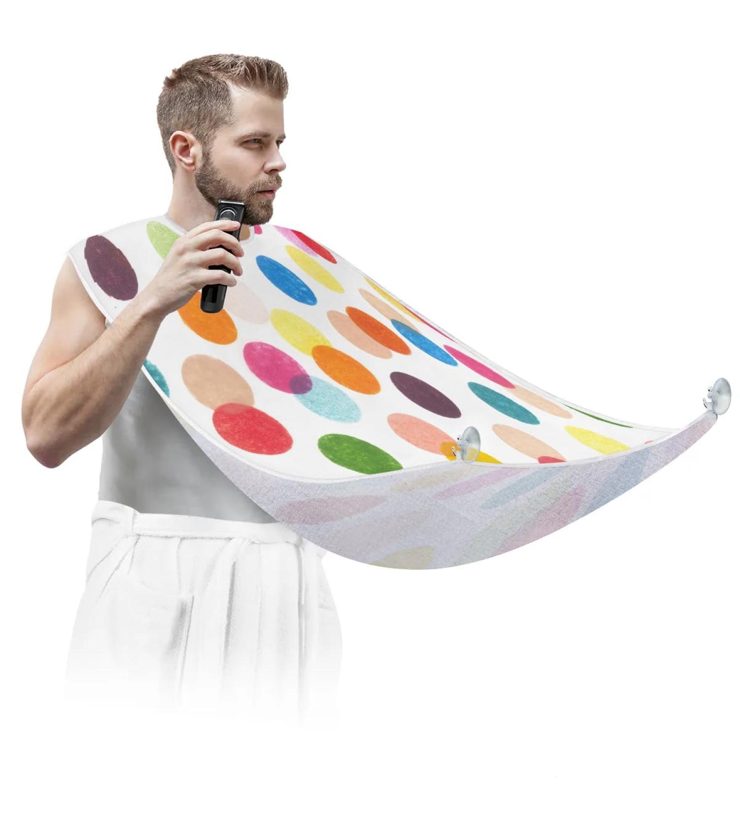 Premium Beard Bib Apron - Non-Stick Waterproof Hair Catcher for Men - Vintage Polka Dot Grooming Cape - Buy Online on GoSupps.com