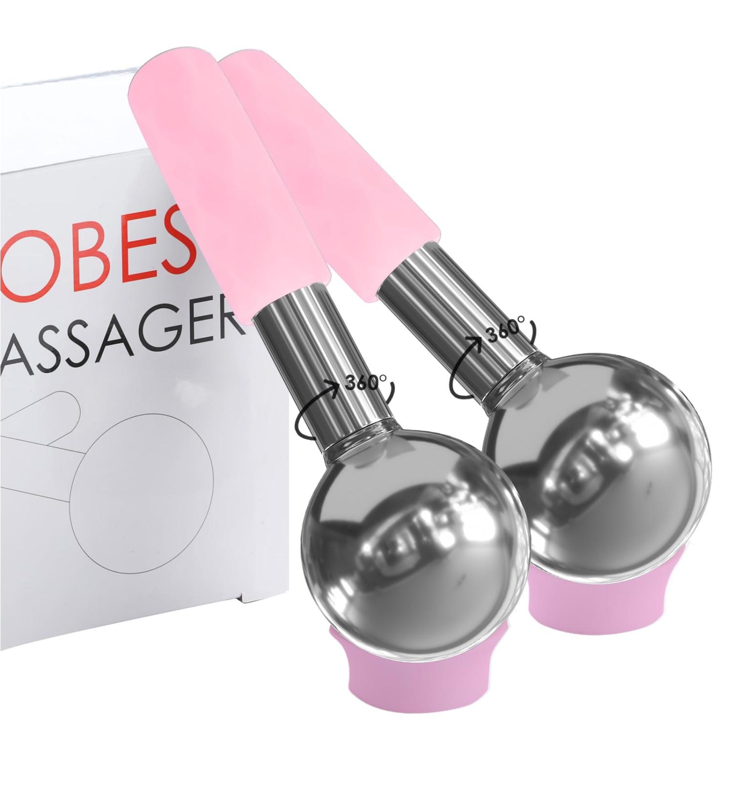 Rotating Stainless Steel Ice Balls for Facials | Unbreakable Skin Care Coolers for Face Neck & Eyes Reduce Puffiness & Dark Circles - Buy Online on GoSupps.com
