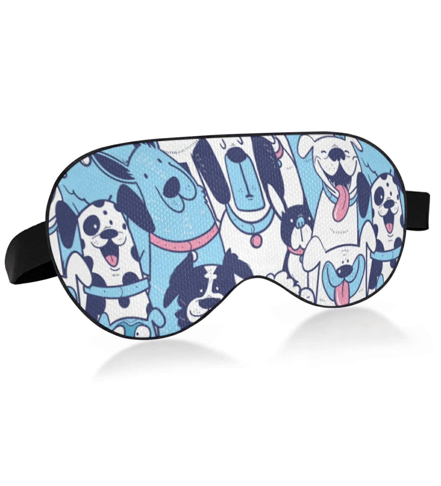 Sleep Mask Cute Dogs Blue Breathable Comfortable to Weighted Sleeping for Women Man Kids Conforms to Eye Contour Shape Adjustable Elastic Strap - Buy Online on GoSupps.com