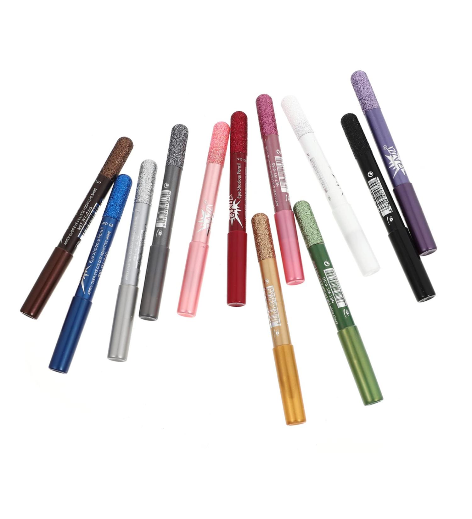 WOONEKY 12pcs Pearlescent Eyeshadow Pencil Cosmetic Eyeliner Shimmer Eyeliner Glitter Gel Makeup Powder - Buy Online on GoSupps.com