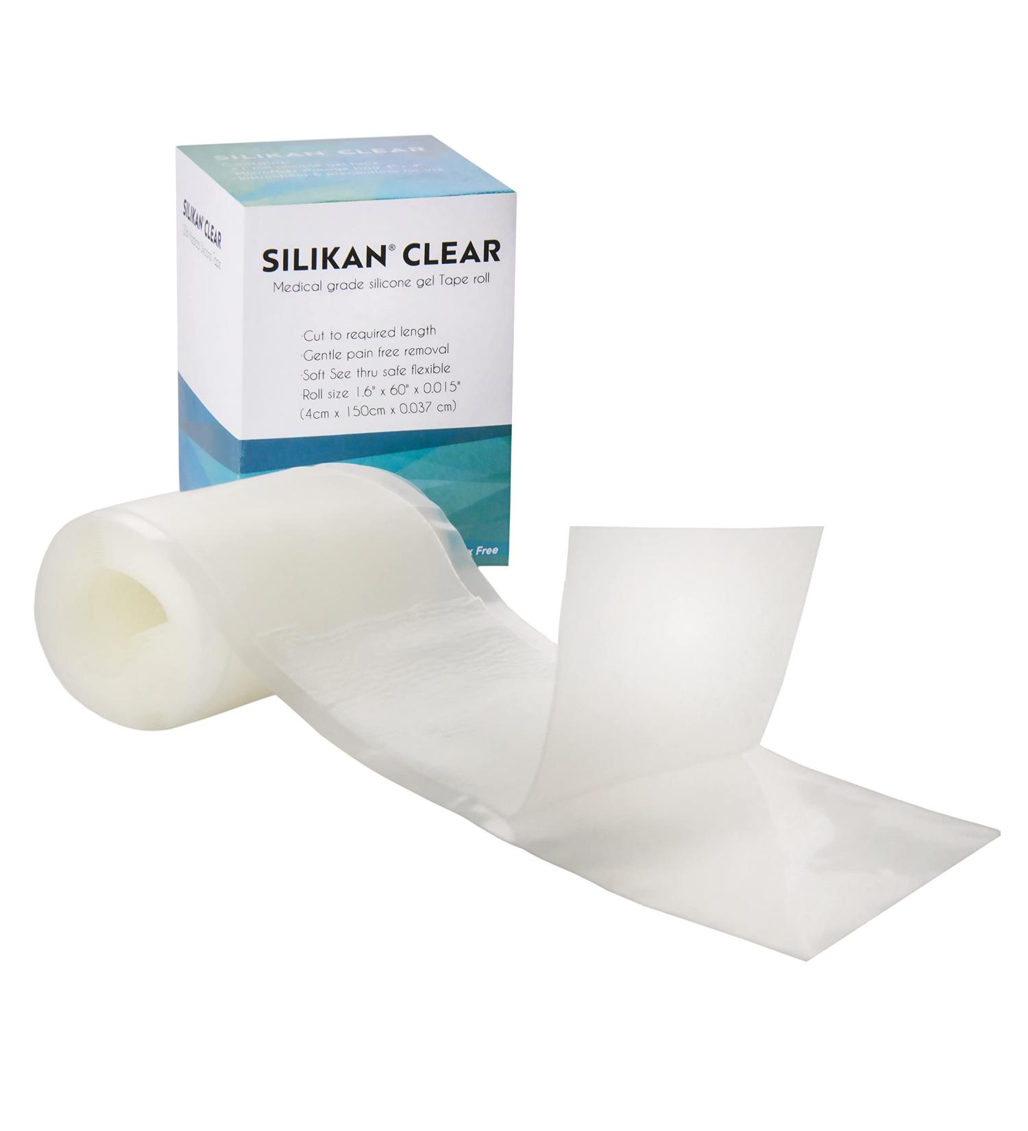 Silikan Clear Gel Silicone Scar Tape - Medical Grade Invisible Scar Repair Sheet for Burn, Face, Breast, Acne - 5ft Roll - Buy Online on GoSupps.com