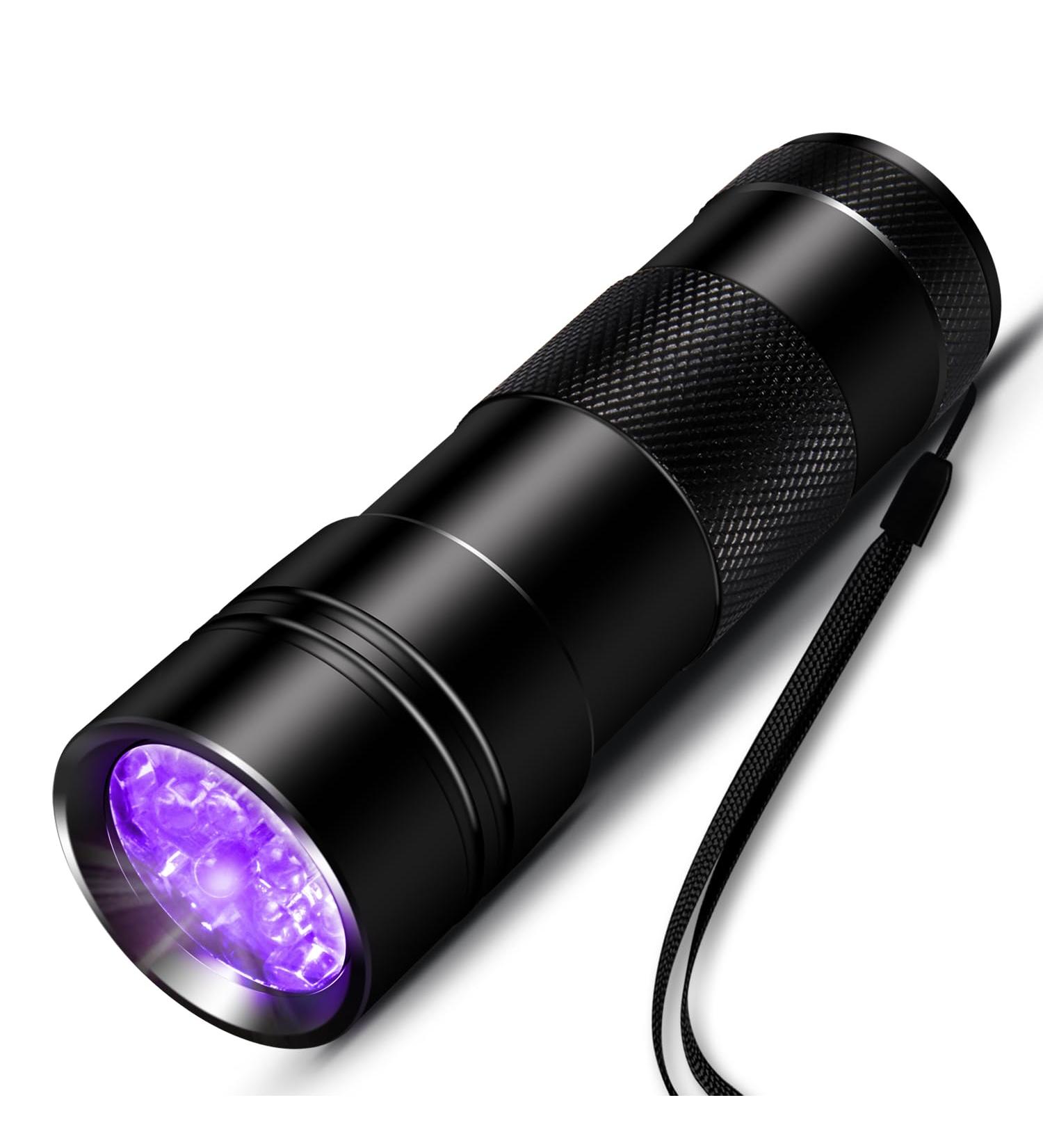 Inf Flashlight UV Black Light - 12 LED Ultraviolet Flashlight (395nm) for Geocaching Pet Urine Detection & More - Buy Online on GoSupps.com