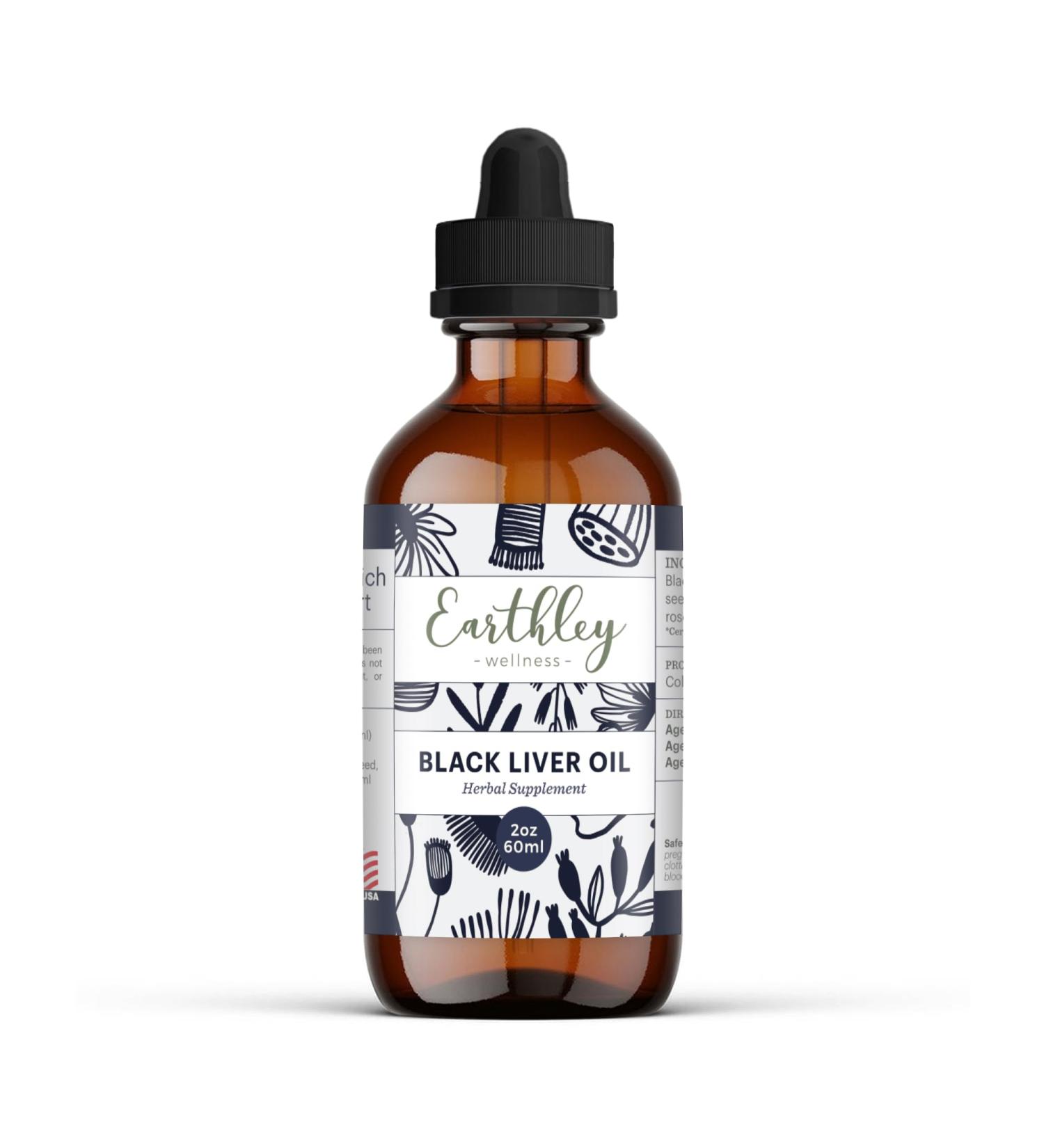 Earthley Wellness Black Liver Oil Liver Immune and Gut Health Support Helps Elimate Toxins and Supports Liver Health Zero Flavors Colors Zero Added Sugars Allergens (2oz) - Buy Online on GoSupps.com