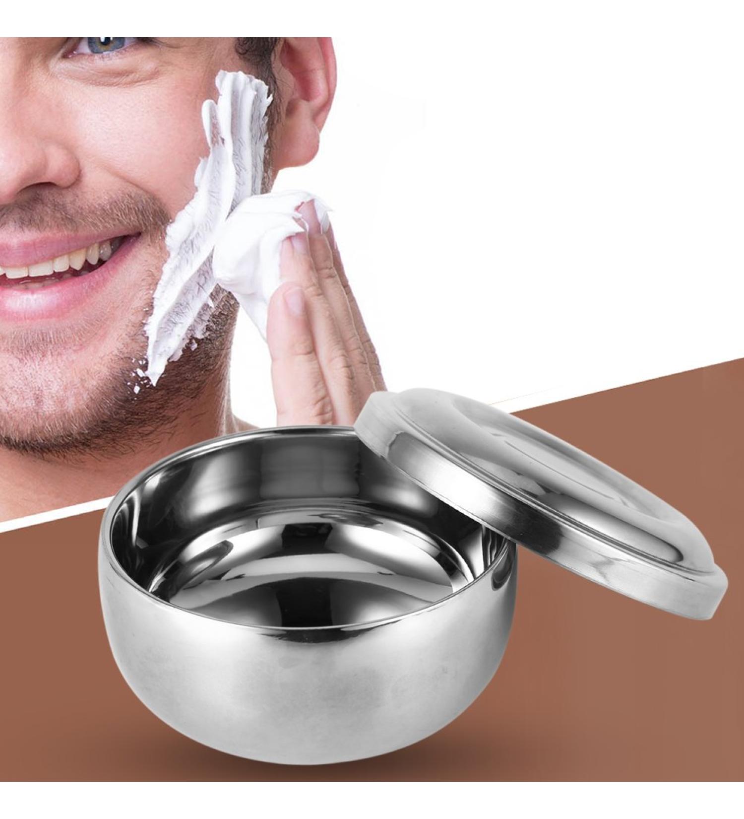 Premium Alloy Shaving Bowl with Lid - Durable Men's Shaving Foam Dish for Wet Shaving - Glossy Silver Metal Soap Cup - Buy Online on GoSupps.com