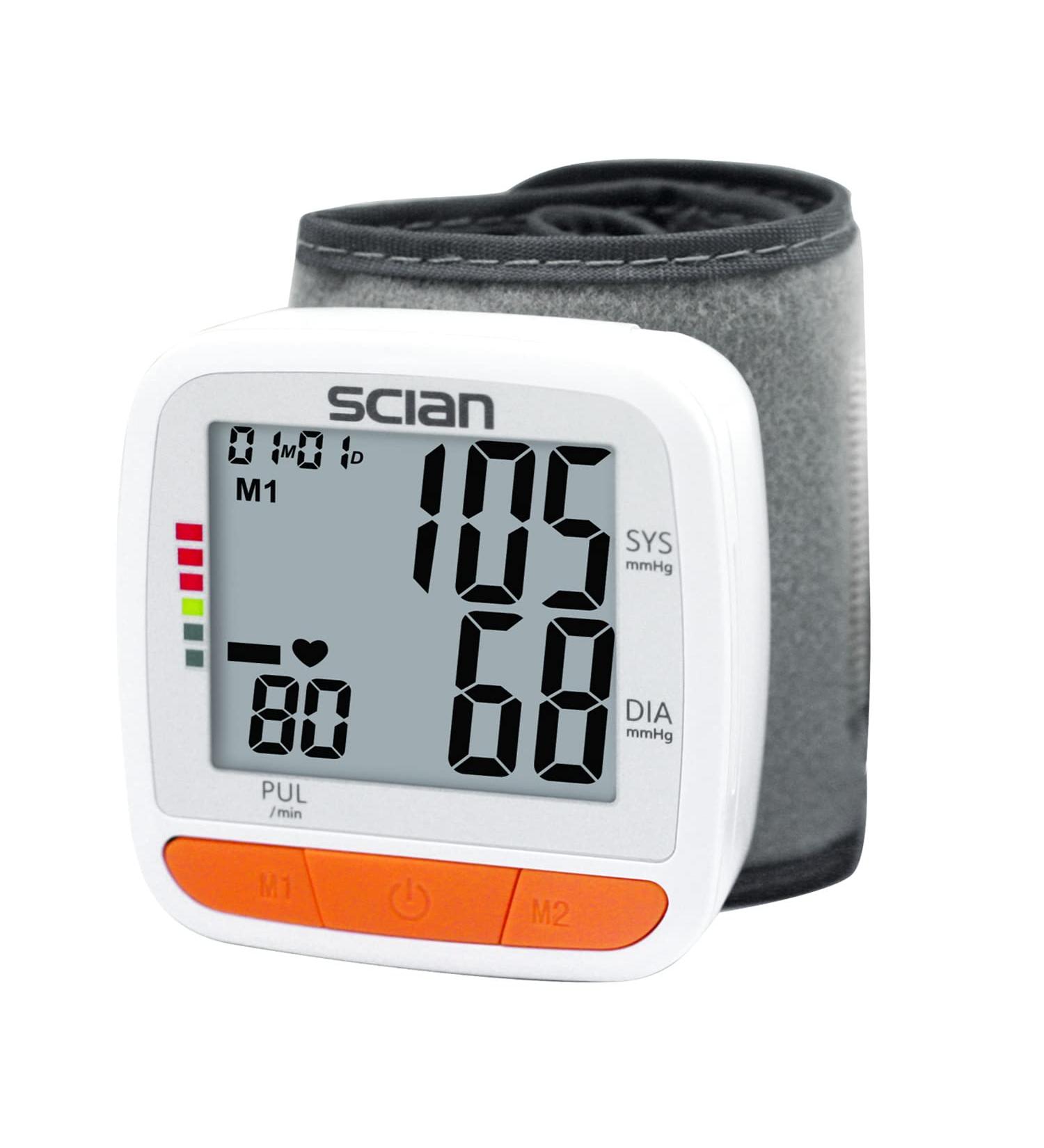Scian Automatic Wrist Blood Pressure Monitor | Large LCD Display, Adjustable Cuff | 2 Users, 180 Memory | Home Use - White - Buy Online on GoSupps.com