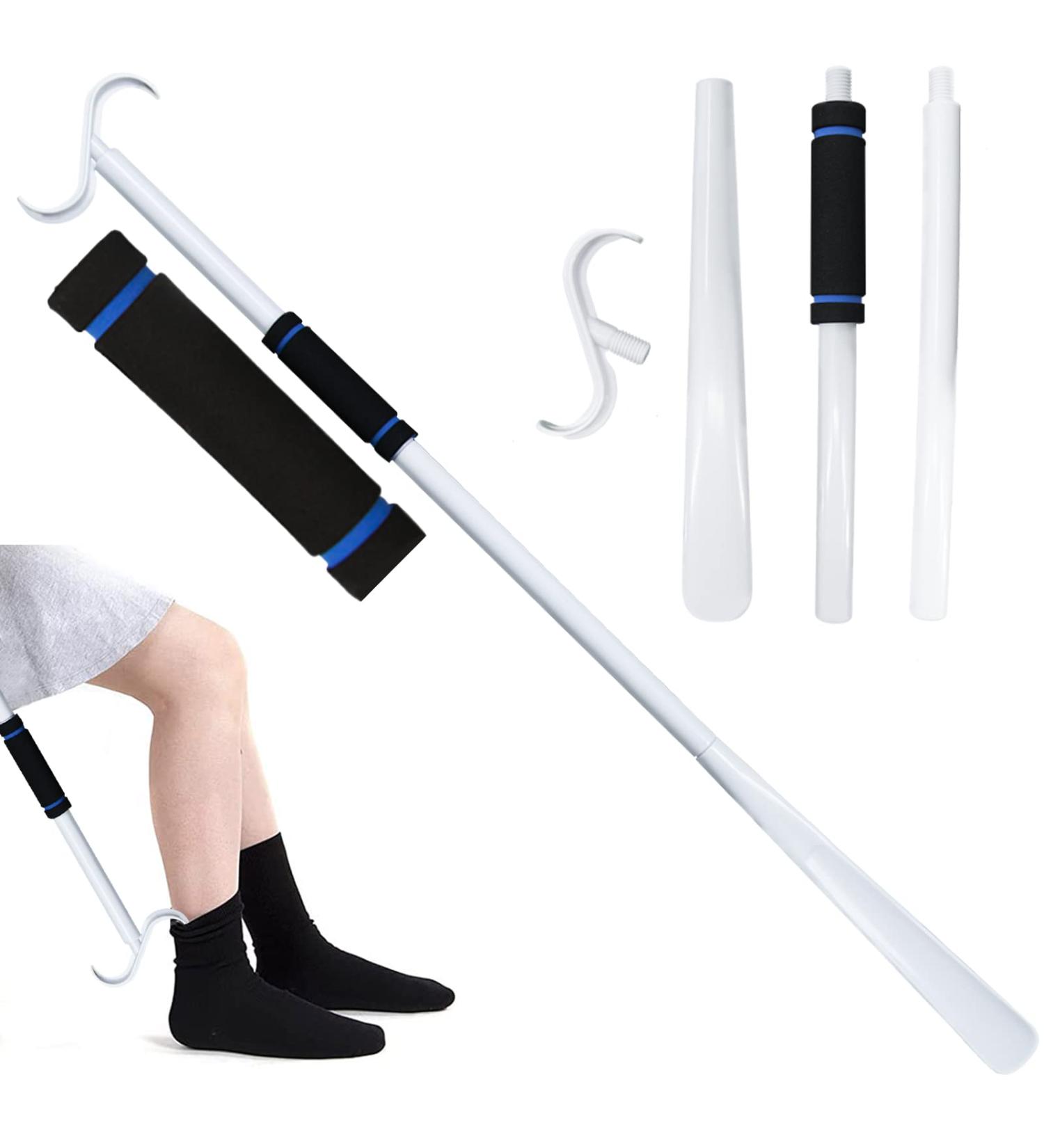 Dressing Stick Long Shoes Angle-Arthritis Aids for Elderly-Sock Removal Tool with Horn (AM0095-WHT) - Buy Online on GoSupps.com
