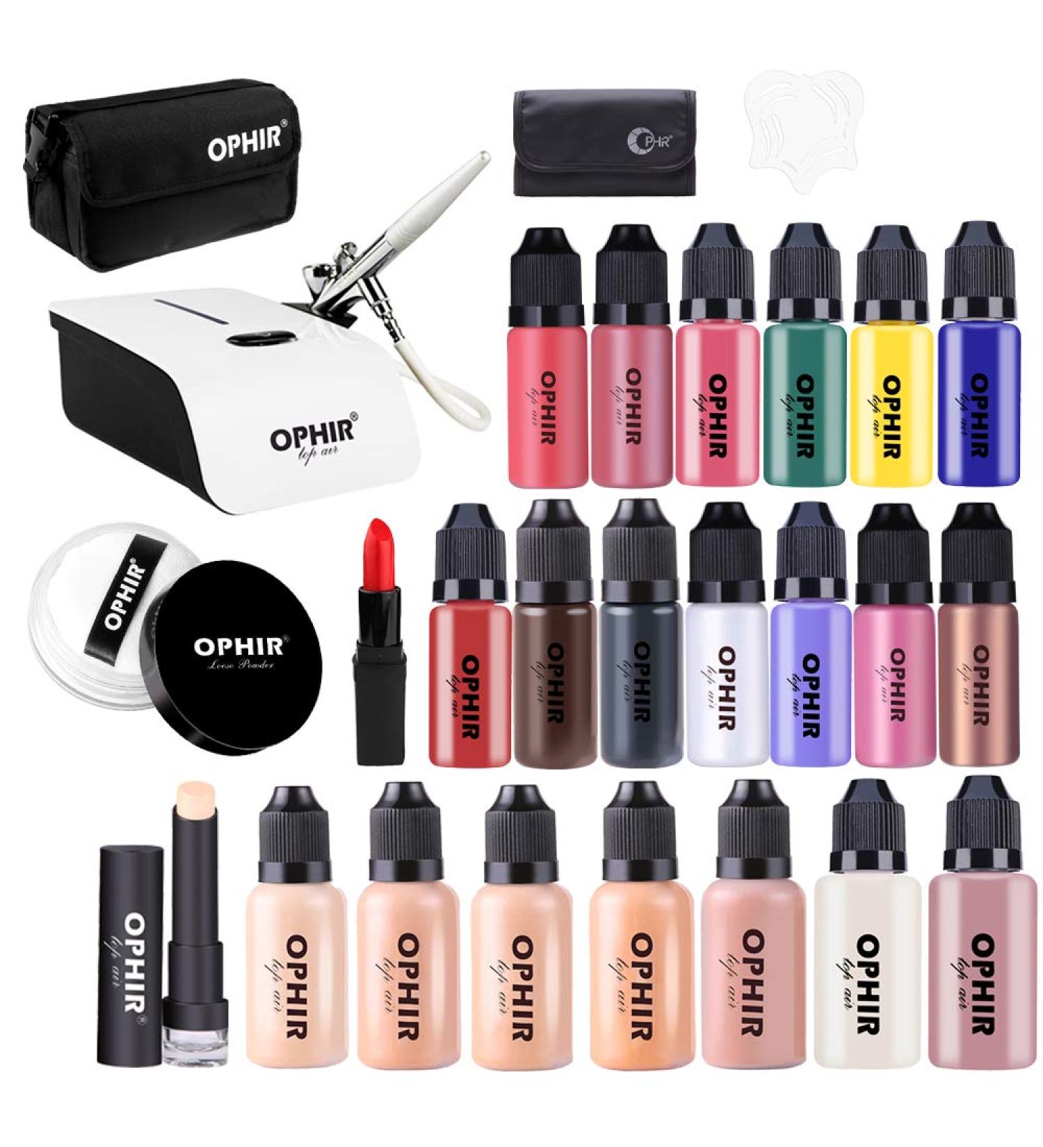 Buy OPHIR 0.3mm Complete Airbrush Makeup System Kit - Mini Air Compressor 7X 30ML Foundations 13X 10ML Blush Eyeshadow & Concealer - Perfect for Movie & Stage Makeup - International Shipping Available - Buy Online on GoSupps.com