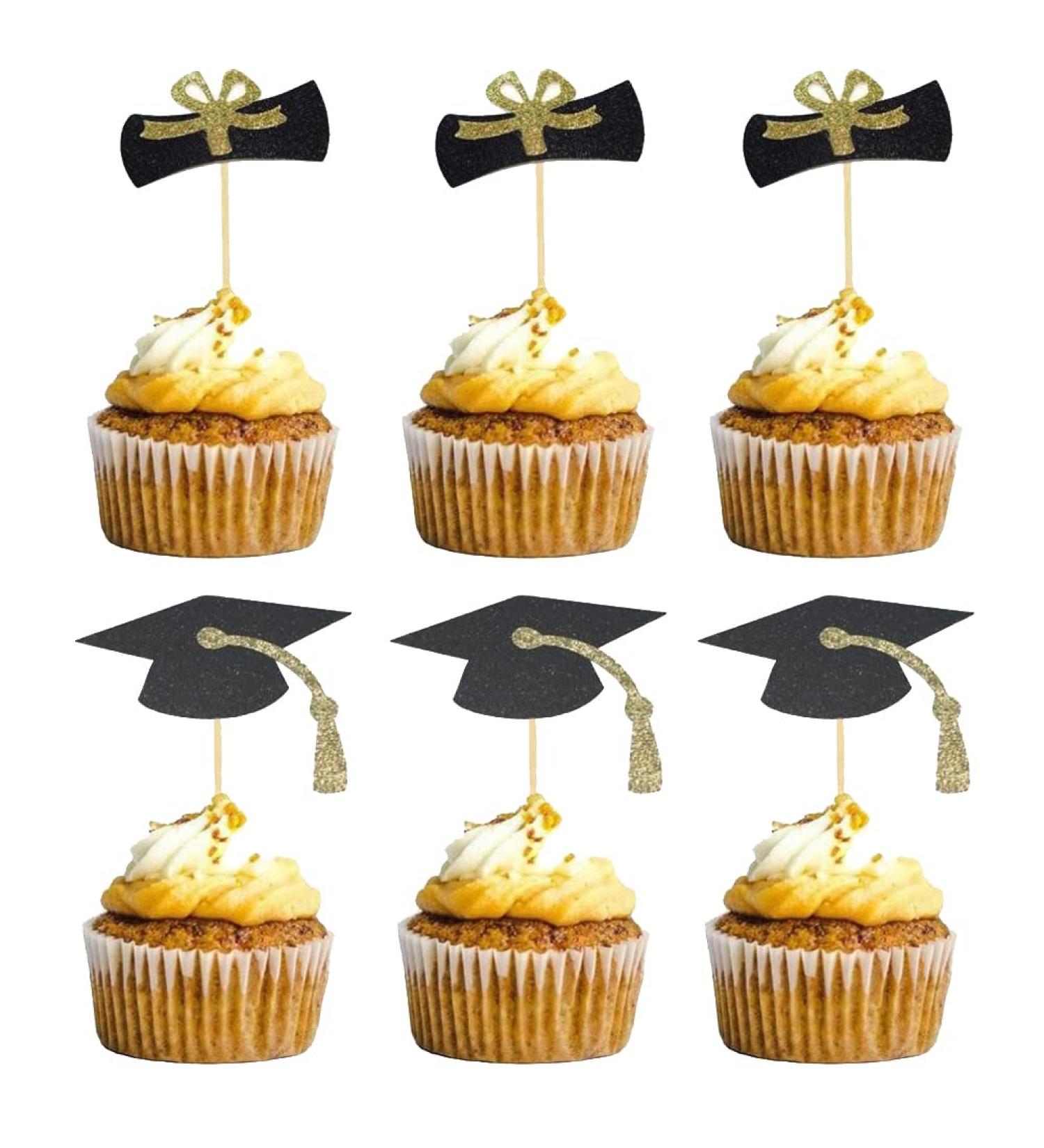 20 Pcs Graduation Cupcake Toppers Grad Cap Diploma Cupcake Picks Food Appetizer Picks Graduation Theme Party Cake Decorations - Buy Online on GoSupps.com