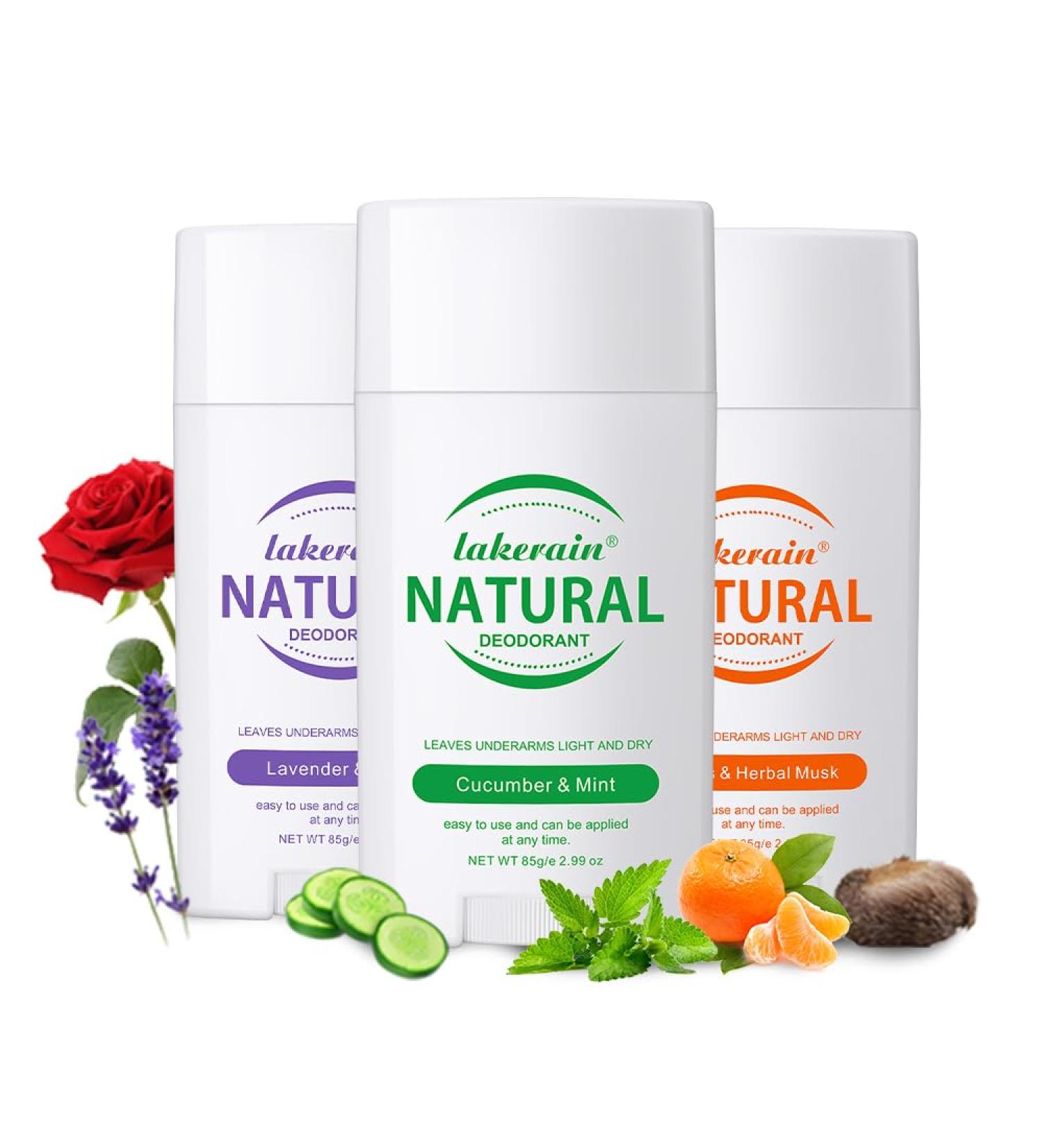 ibcccndc Aluminum Free Natural Deodorant for Women and Men | Keeps Underarms Light and Dry | Variety Pack of 3 in Coconut & Vanilla Lavender & Rose Cucumber & Mint Scents - Buy Online on GoSupps.com