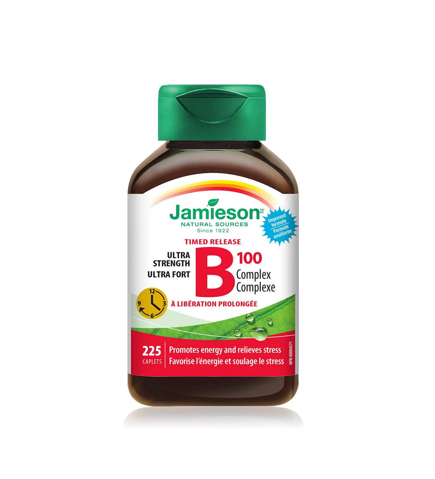 Jamieson Timed Release B100 Complex - 225 Caplets | High Potency B Vitamin Supplement - Buy Online on GoSupps.com