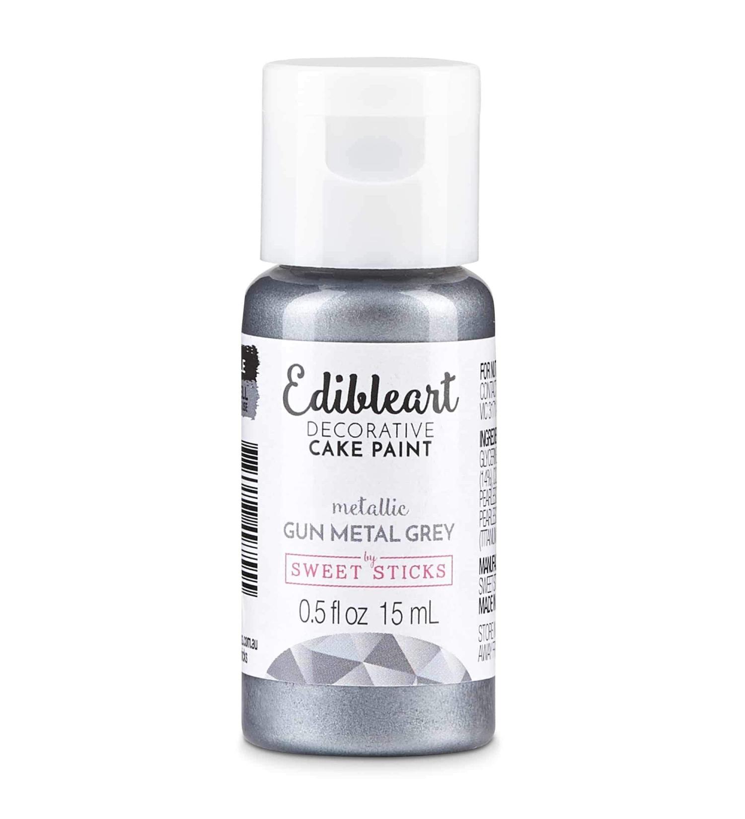 Sweet Sticks Metallic Gun Metal Grey - Edible Art Cake Paint 15ml - Buy Online on GoSupps.com