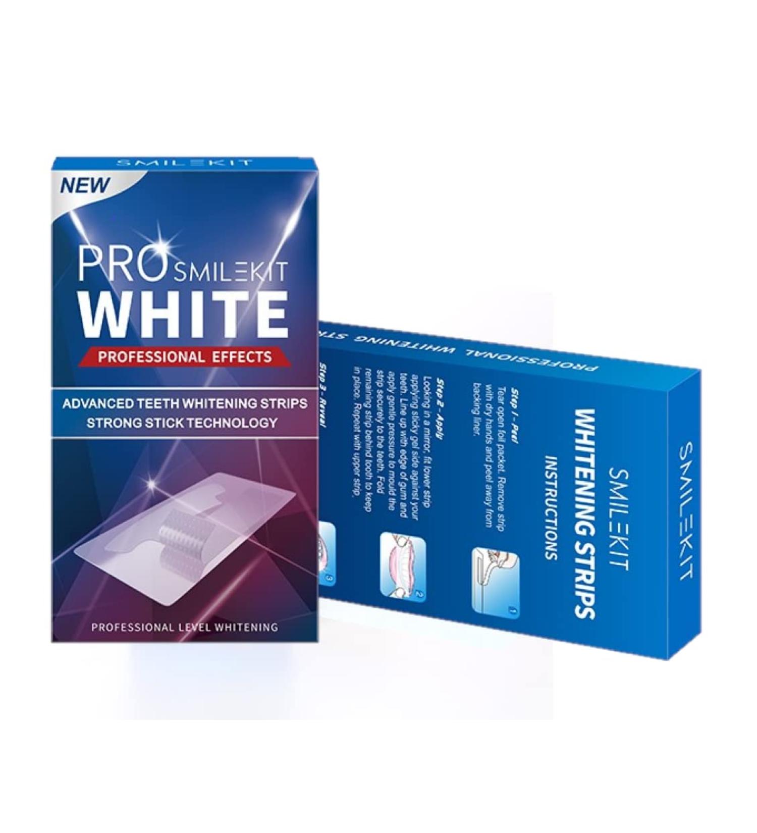 Pro White Teeth Whitening Strips | 14 Treatments | Professional Tooth Stain Remover | Enamel Safe - Buy Online on GoSupps.com