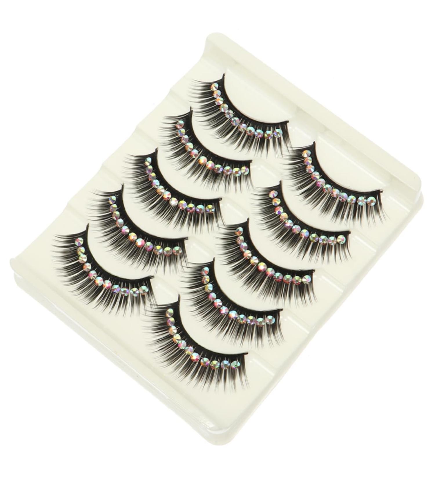 Beaupretty Eyelashes Pairs diamond false eyelashes makeup eyelashes realistic eyelash cosplay lashes false lashes colored rhinestones fake lashes chemical fiber hard stem decorate Makeup - Buy Online on GoSupps.com