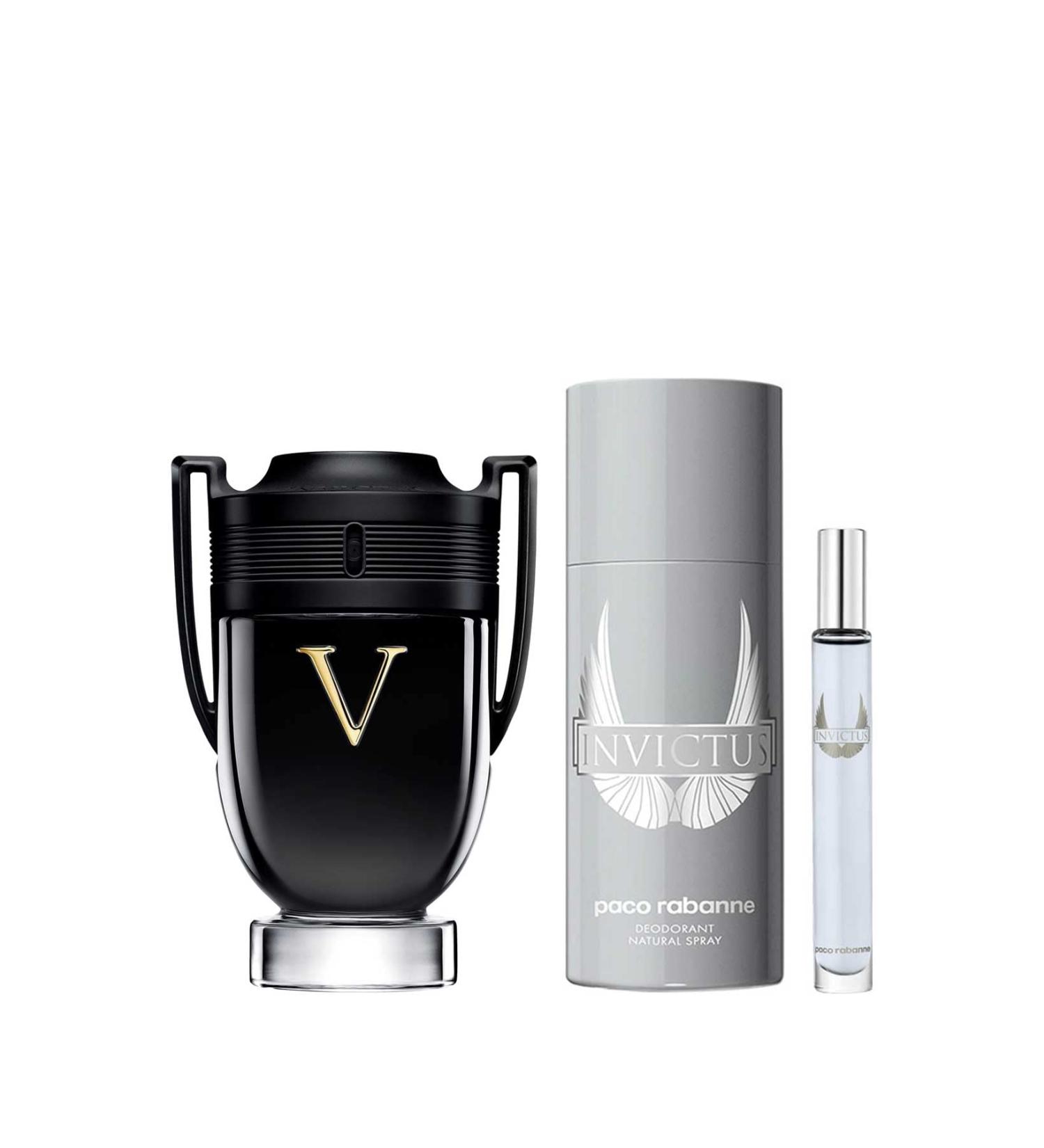 Paco Rabanne INVICTUS VICTORY 3-Piece Tin Box Set for Men (3.4 Oz Eau De Parfum Extreme Natural Spray + 5.1 Oz Deodorant Spray + 0.34 Oz Eau De Toilette Spray) 2.95 Fl Oz (Pack of 3) - Buy Online on GoSupps.com