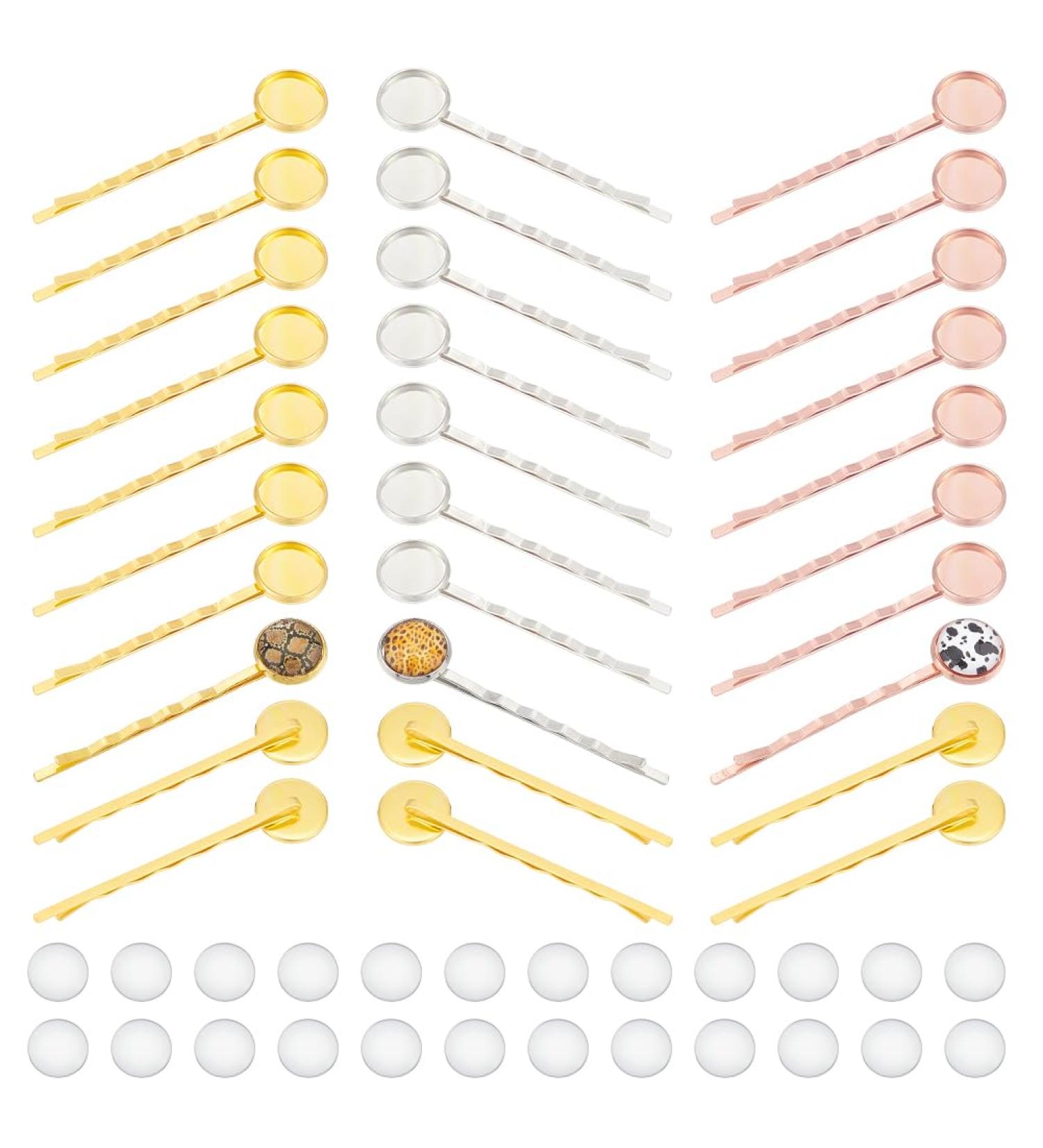 Unicraftale 30 Sets Hair Needles & Glass Cabochons - DIY Brass Hairpins & Accessories for Jewelry Production | International Shipping - Buy Online on GoSupps.com