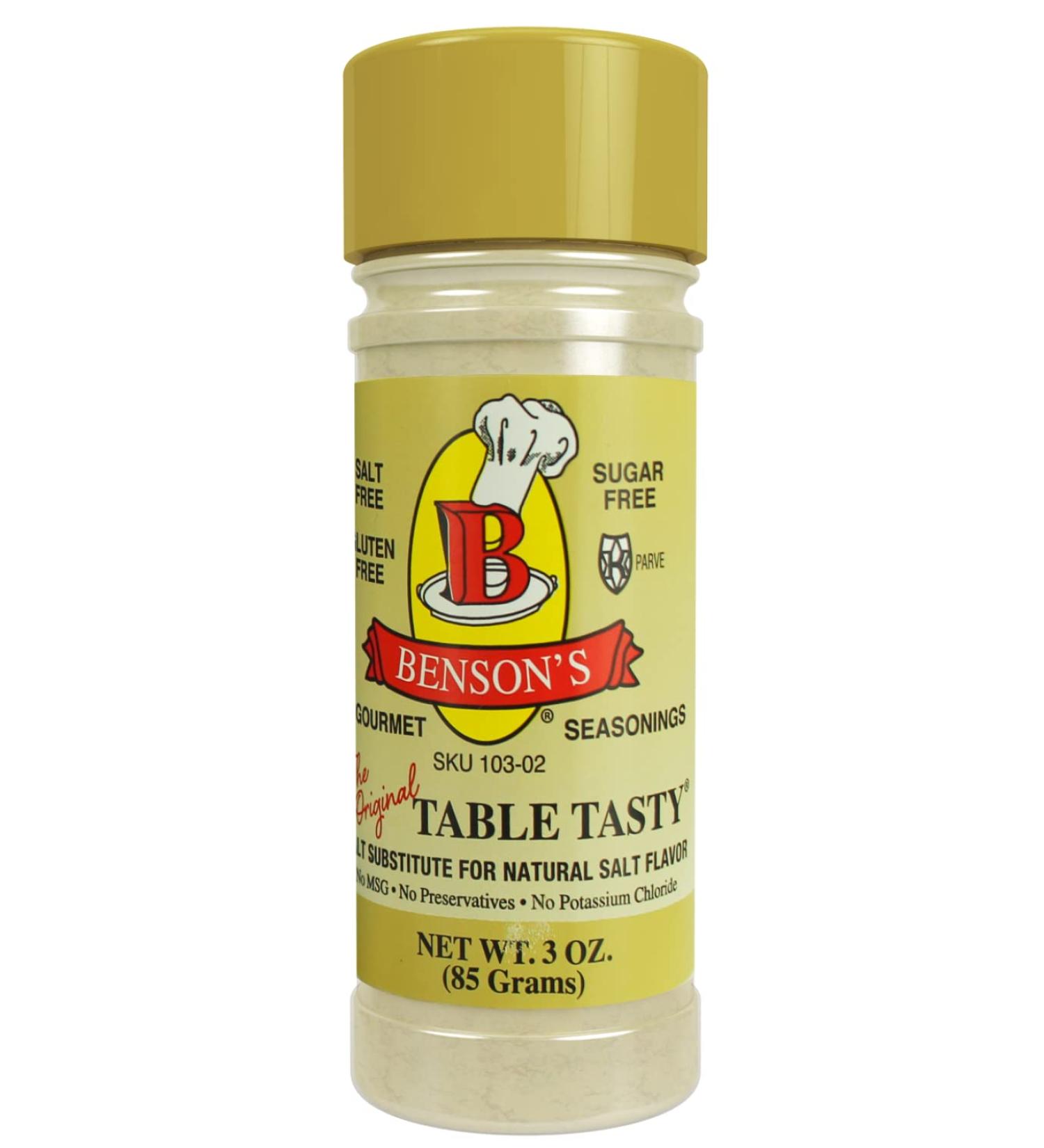Bensons Table Tasty Salt Substitute - Salt-Free Gourmet Popcorn Seasoning 3oz Bottle | No Sodium, No Potassium Chloride, No MSG | Gluten Free - Buy Online on GoSupps.com